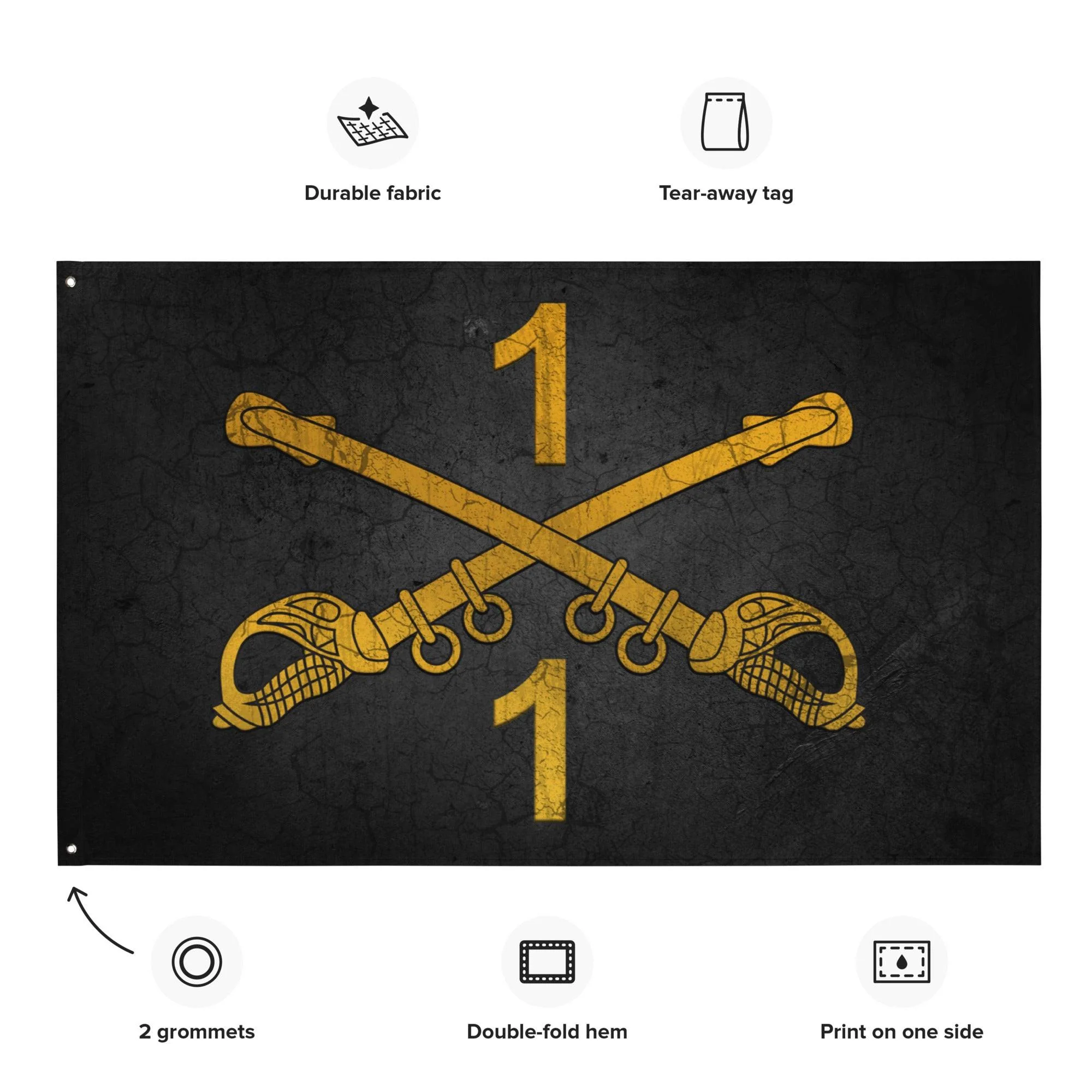 1-1 CAV "Blackhawks" Cavalry Sabers Black Flag - Image 2
