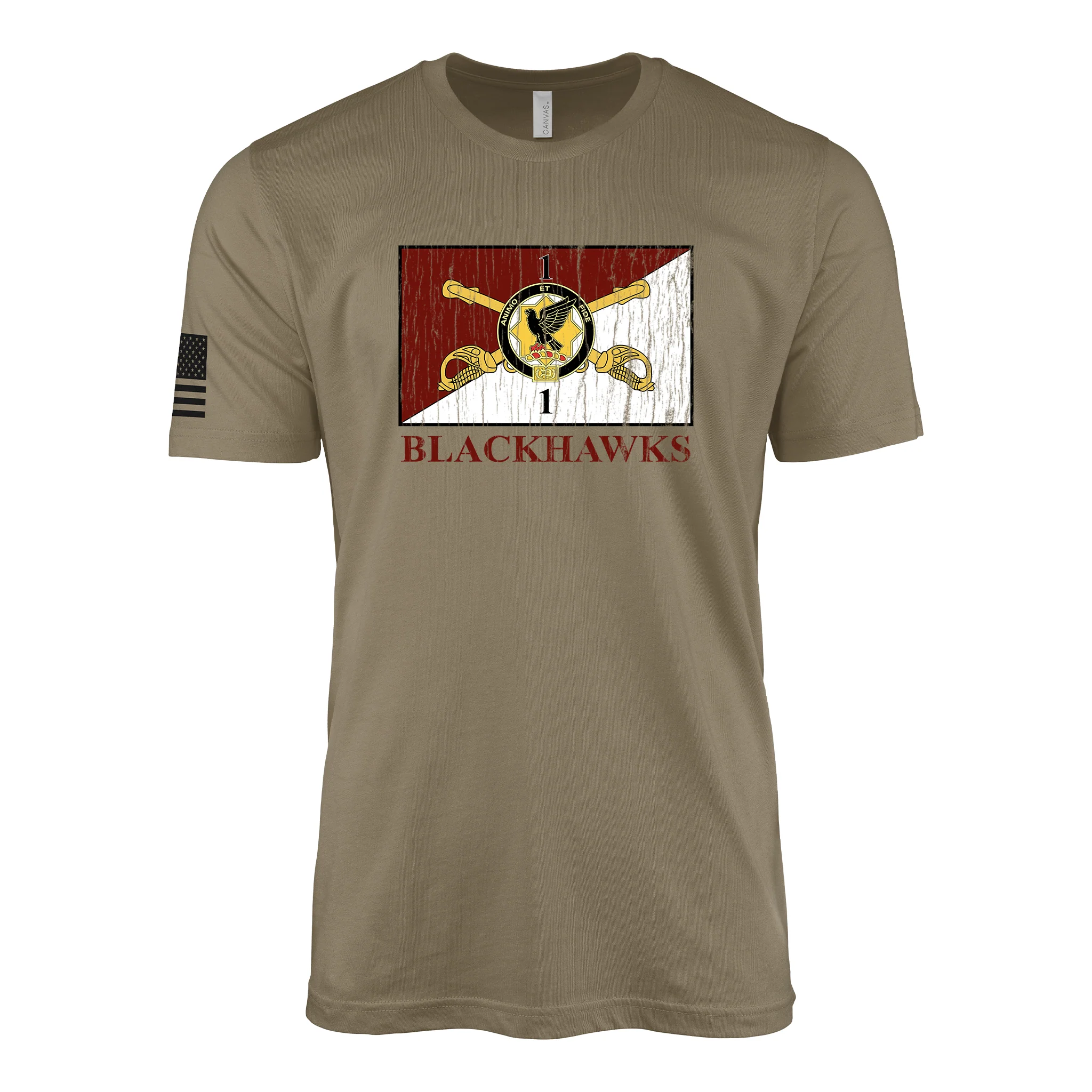 1-1 CAV "Blackhawks" Flag T-Shirt - Image 7