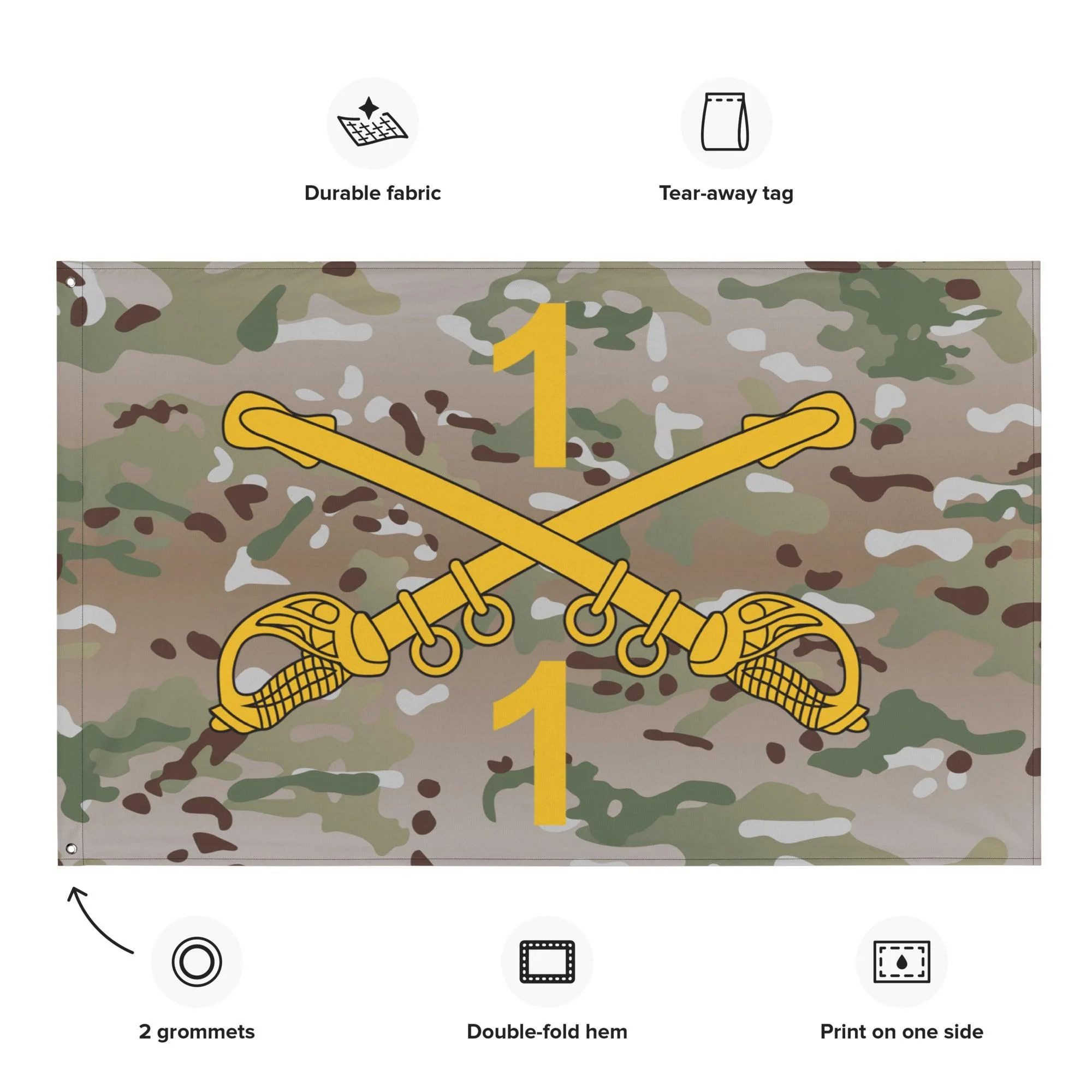 1-1 CAV "Blackhawks" Multicam Wall Flag - Image 2