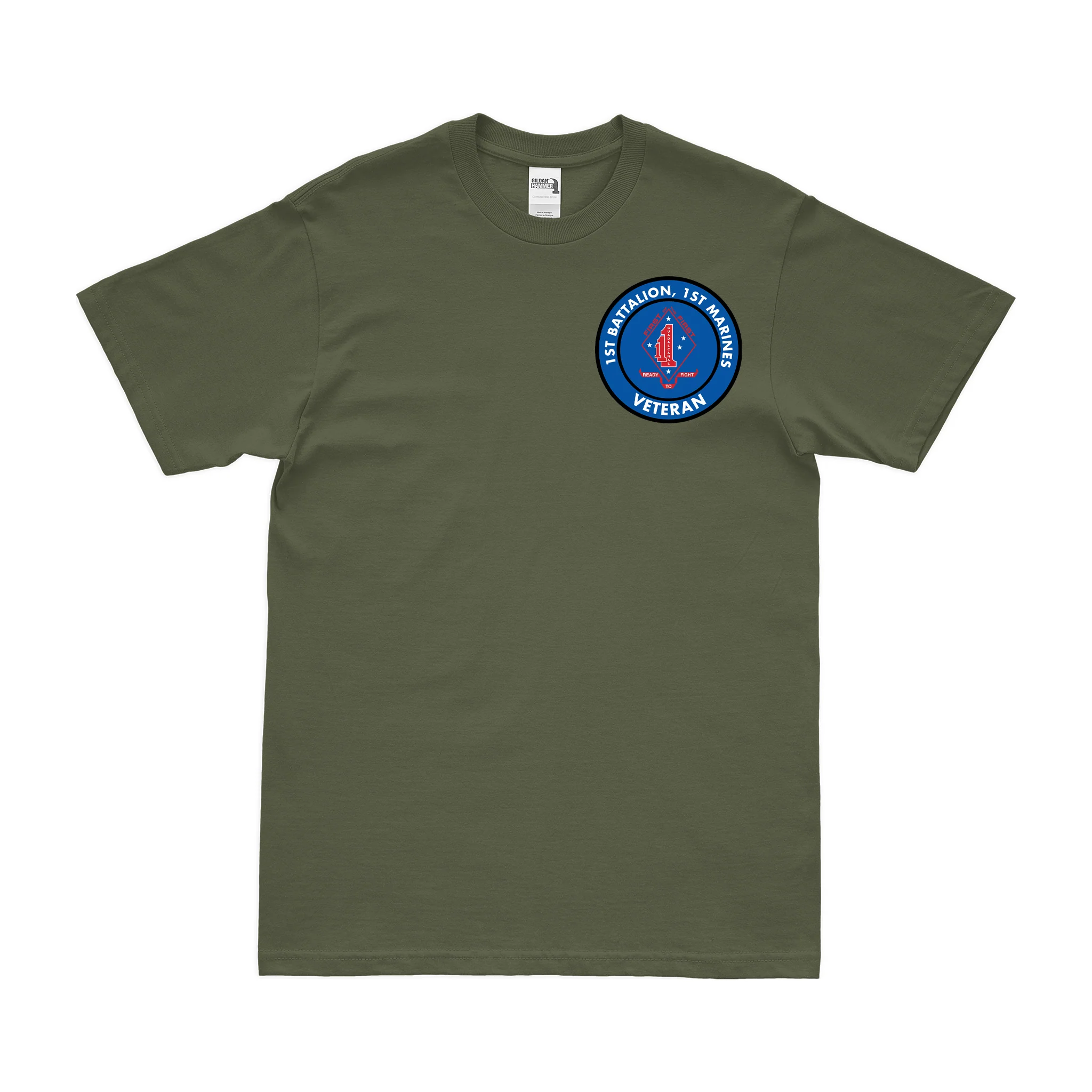 1/1 Marines Veteran Logo Left Chest Emblem T-Shirt - Image 2