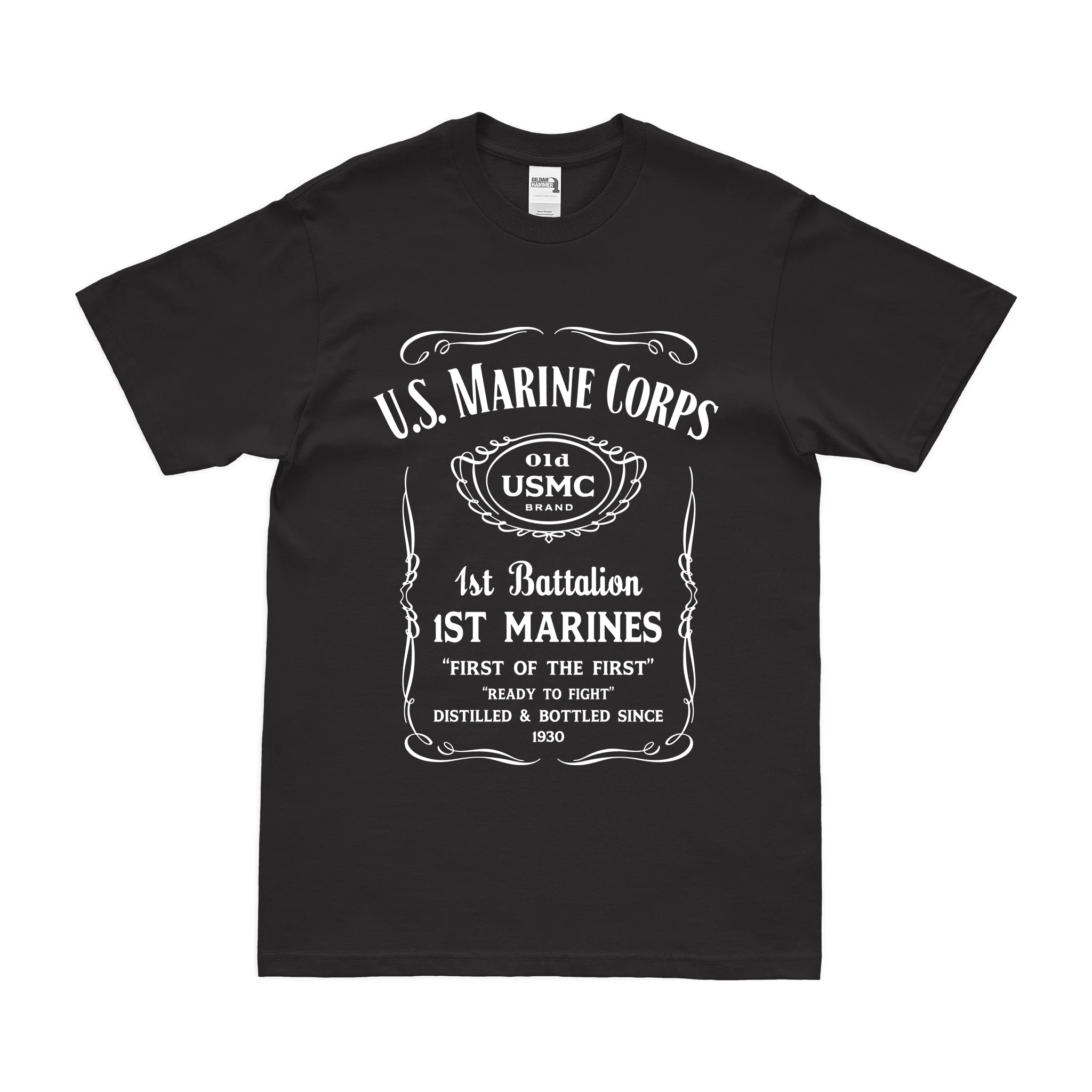 1st Battalion 1st Marines (1/1 Marines) Whiskey Label T-Shirt