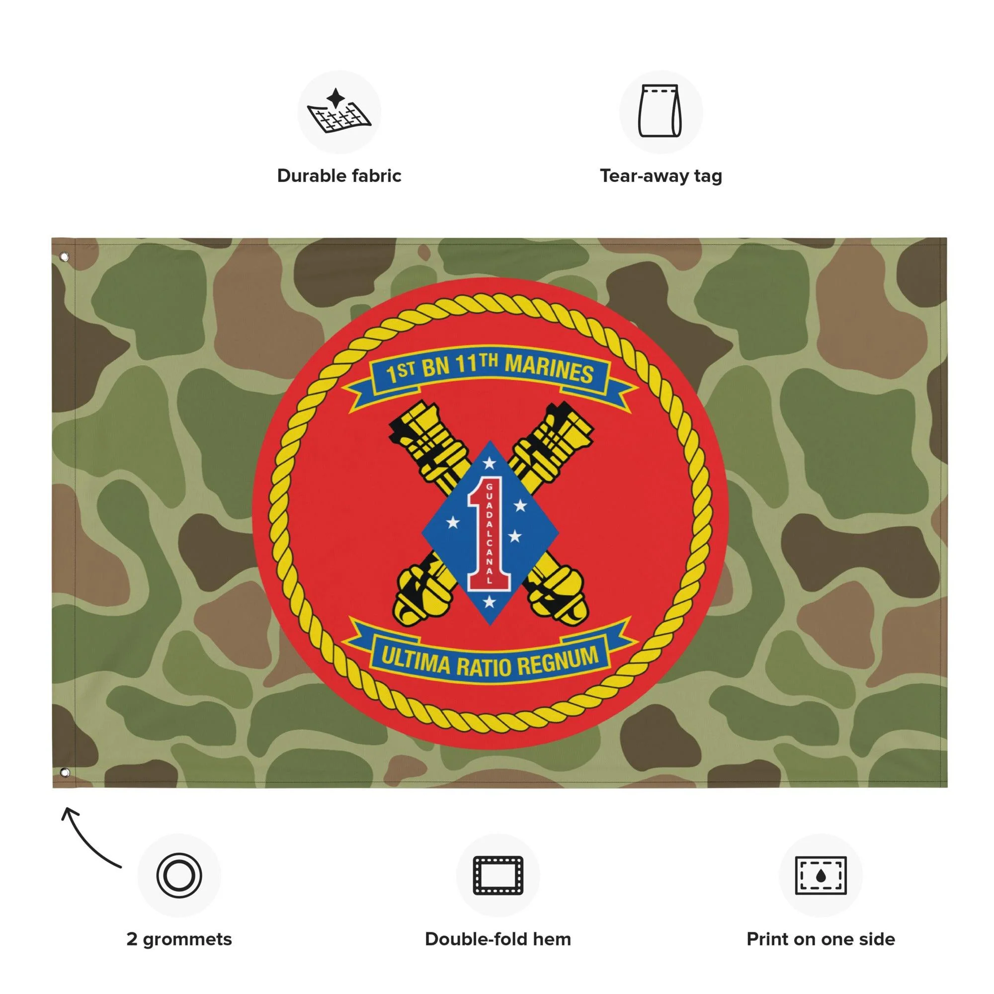 1/11 Marines Unit Emblem Frogskin Camo Flag - Image 2