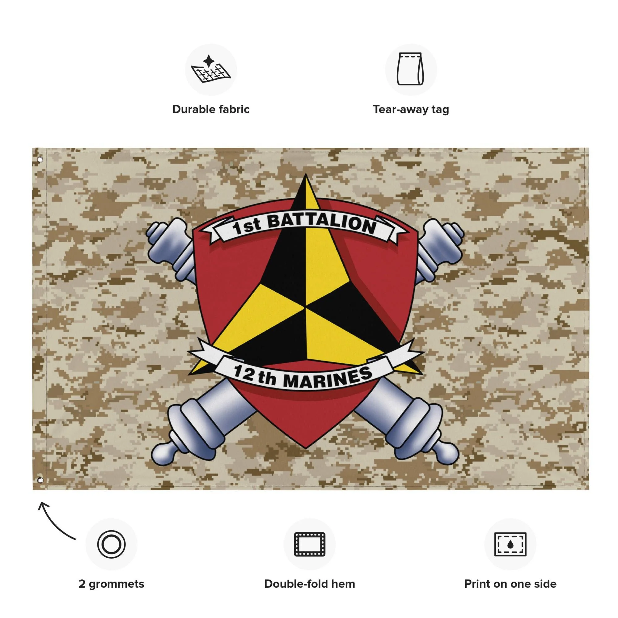 1/12 Marines Unit Emblem MARPAT Camo Flag - Image 2