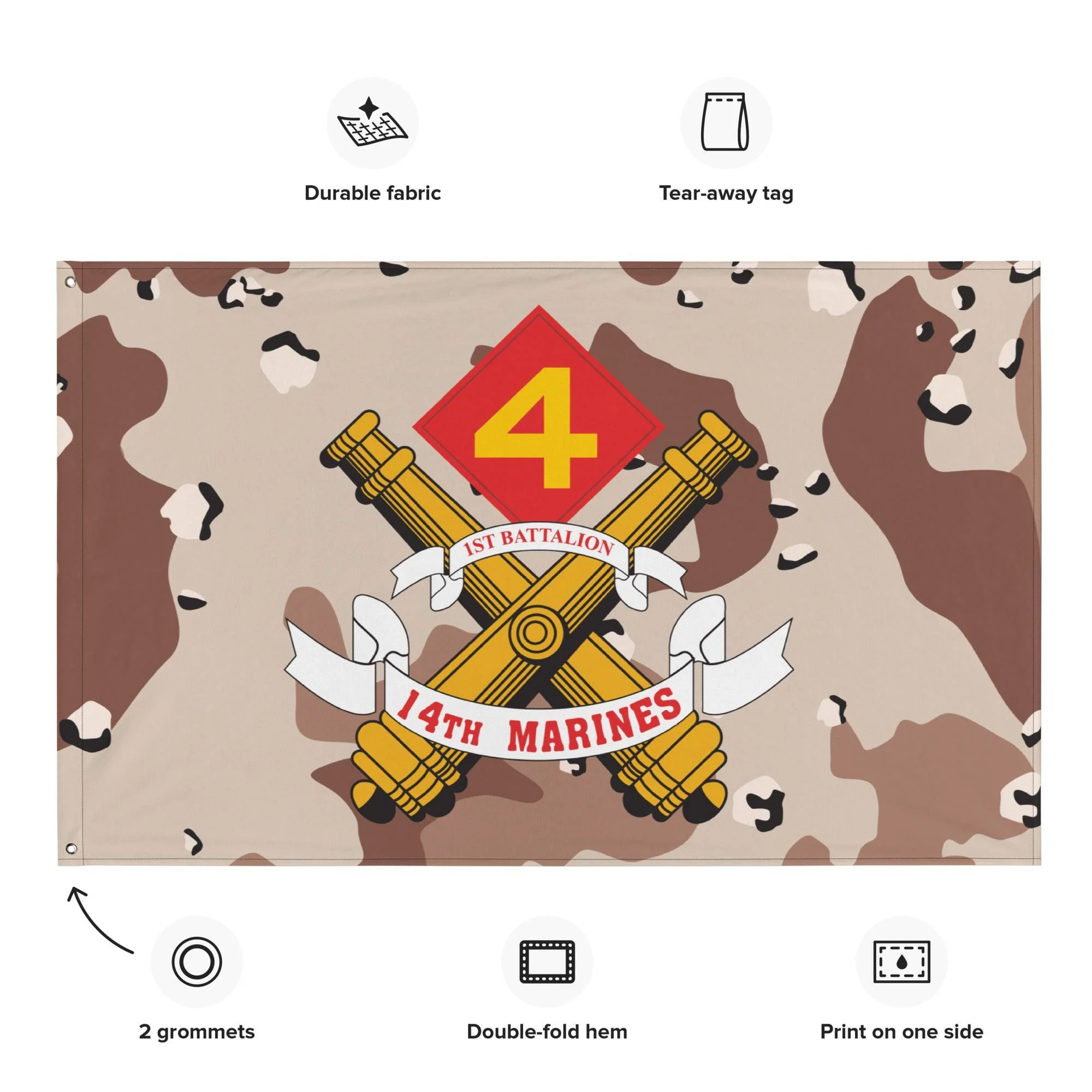 1/14 Marines Unit Emblem Chocolate-Chip Camo Flag - Image 2
