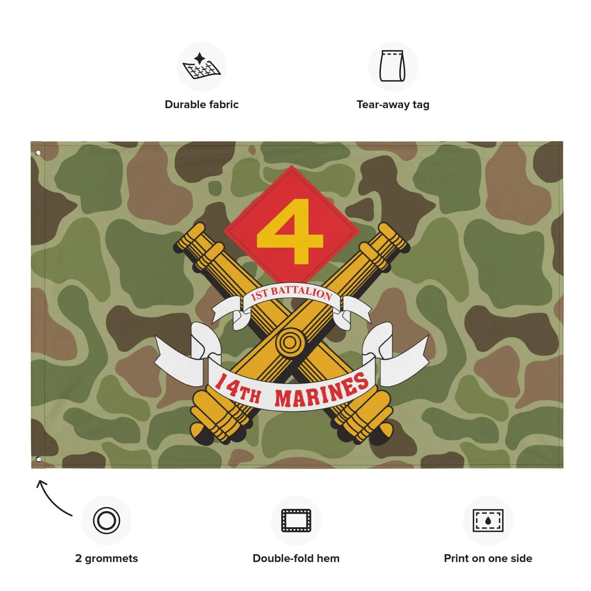 1/14 Marines Unit Emblem Frogskin Camo Flag - Image 2