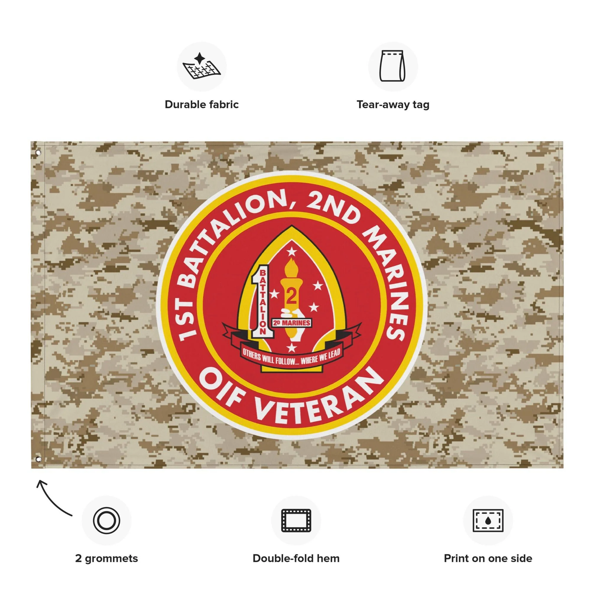1/2 Marines OIF Veteran Emblem MARPAT Flag - Image 2