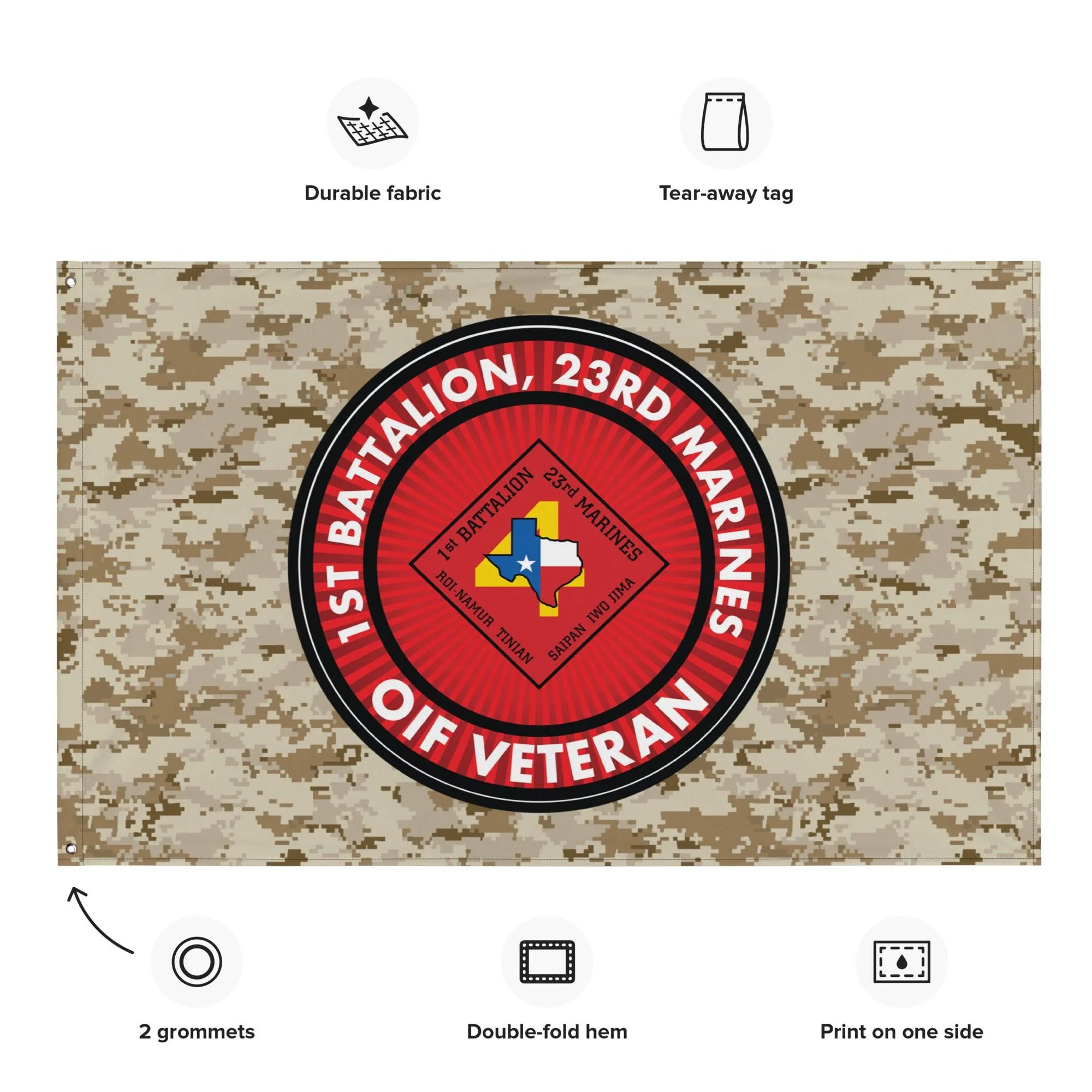 1/23 Marines OIF Veteran Emblem MARPAT Flag - Image 2