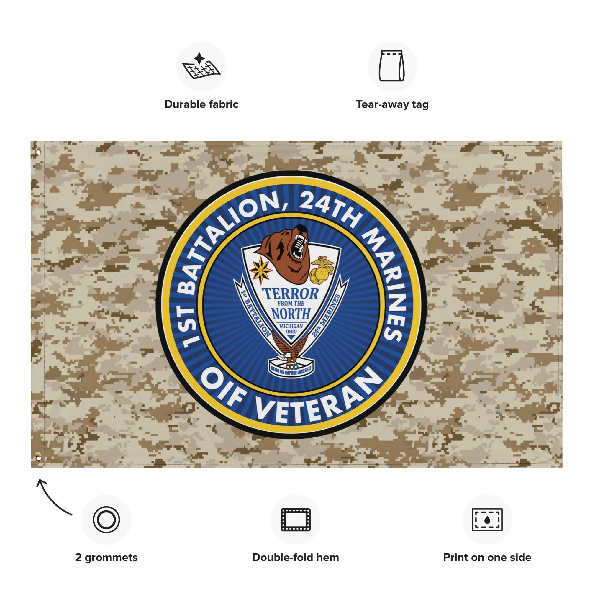 1/24 Marines OIF Veteran Emblem MARPAT Flag - Image 2