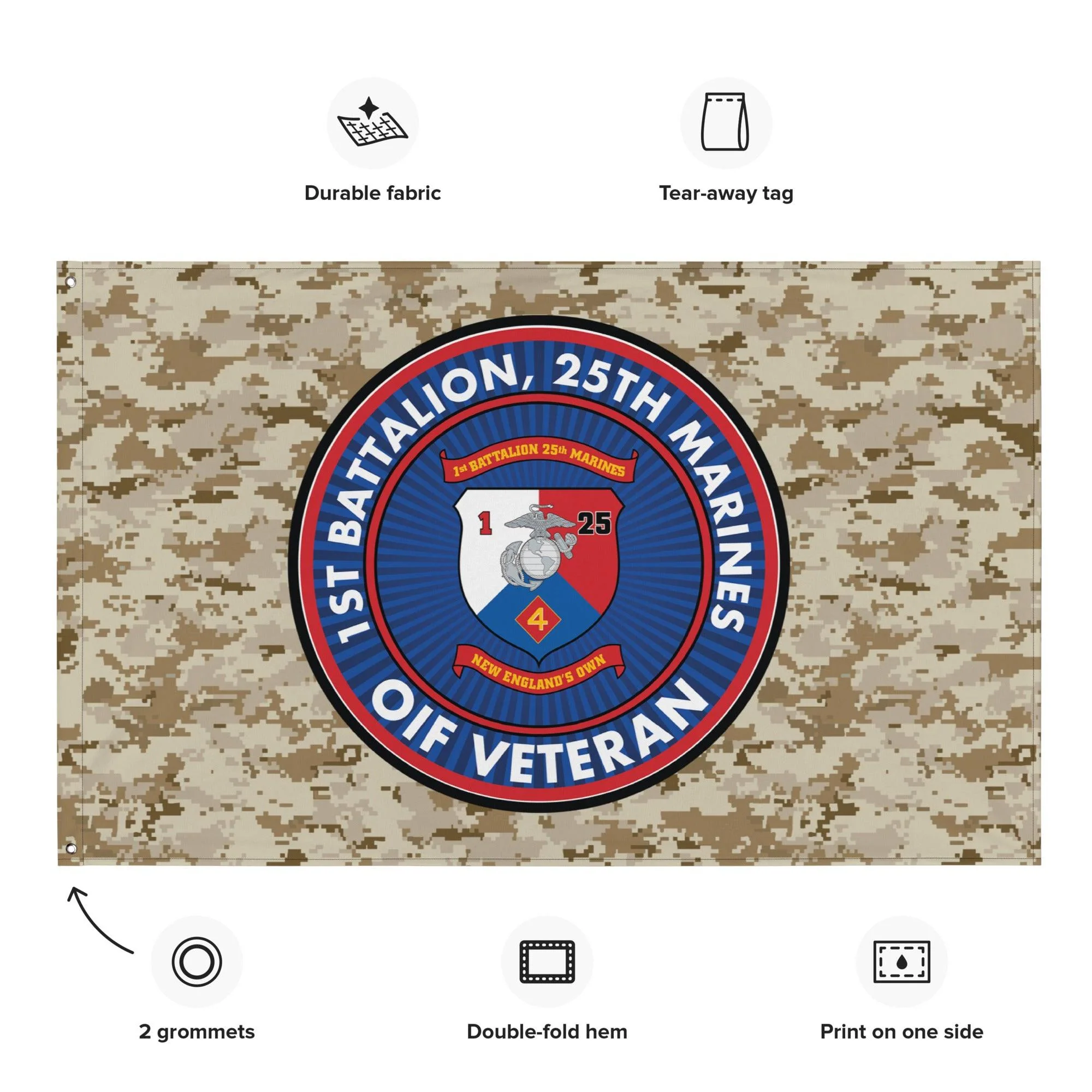 1/25 Marines OIF Veteran Emblem MARPAT Flag - Image 2