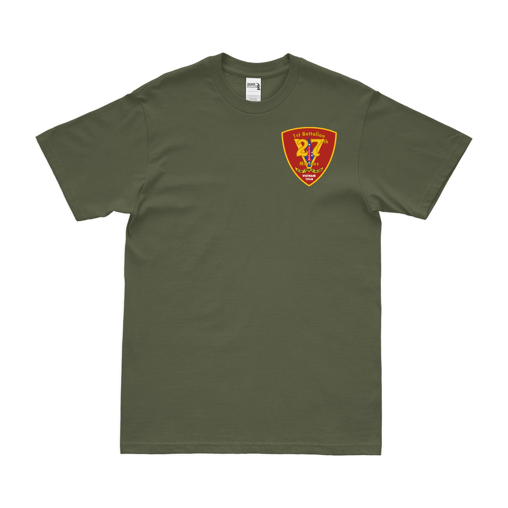 1st Bn 27th Marines (1/27 Marines) Logo Left Chest Emblem T-Shirt - Image 2