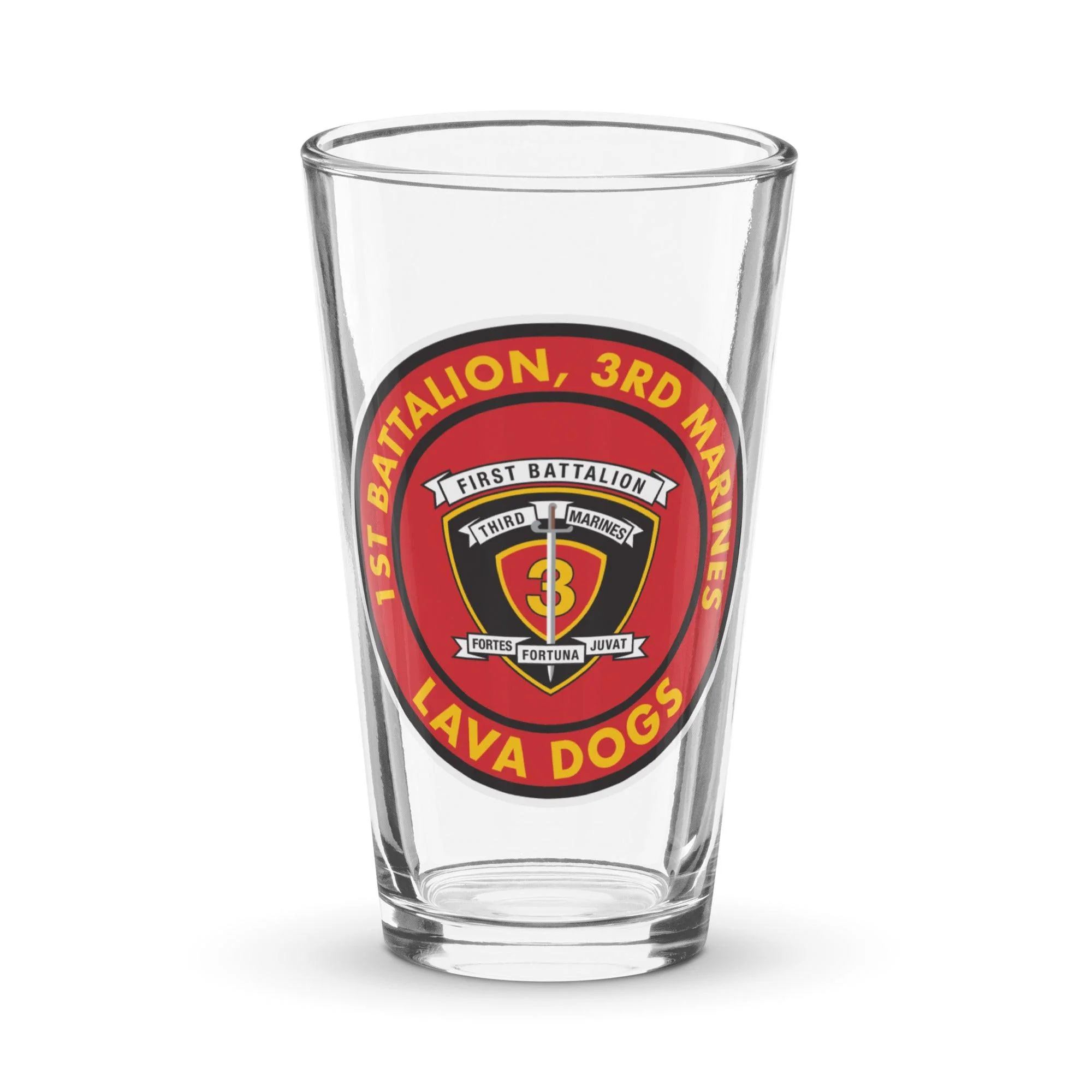 1/3 Marines 'Lava Dogs' Motto Beer Pint Glass