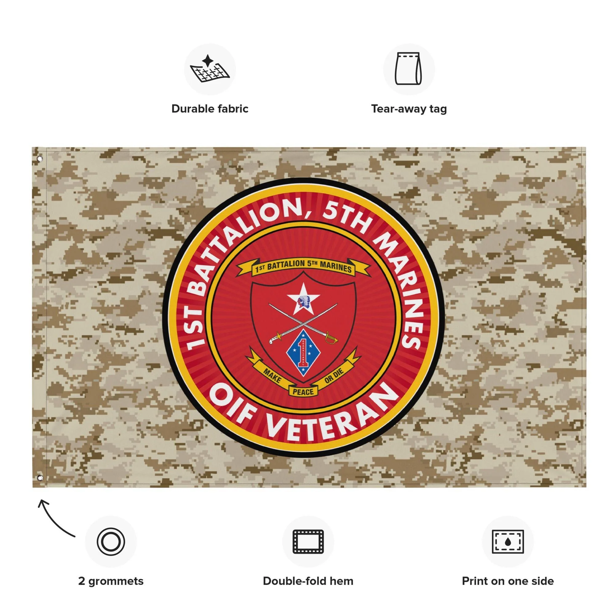 1/5 Marines OIF Veteran Emblem MARPAT Flag - Image 2