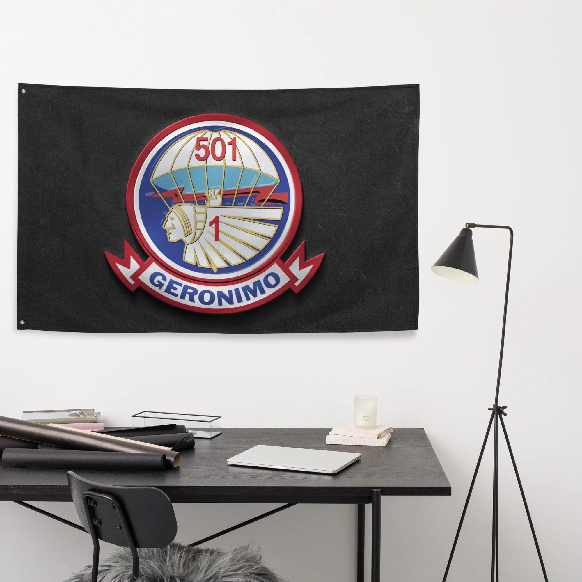 1-501 Airborne Infantry Indoor Wall Flag - Image 2