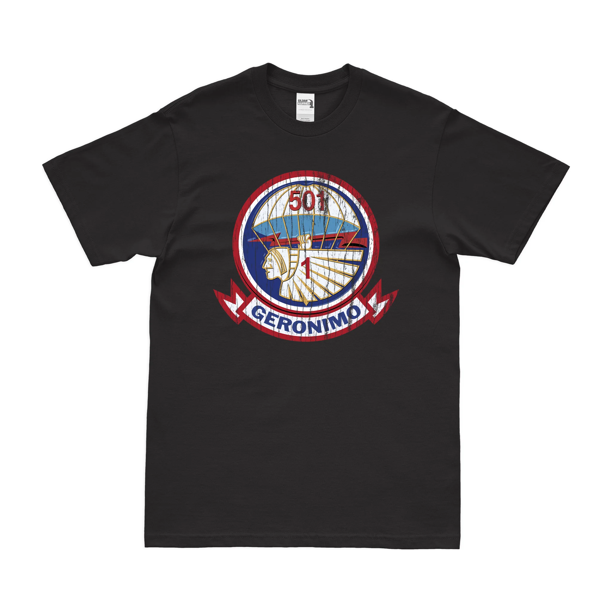 1-501 Parachute Infantry Regiment Logo T-Shirt - Image 3
