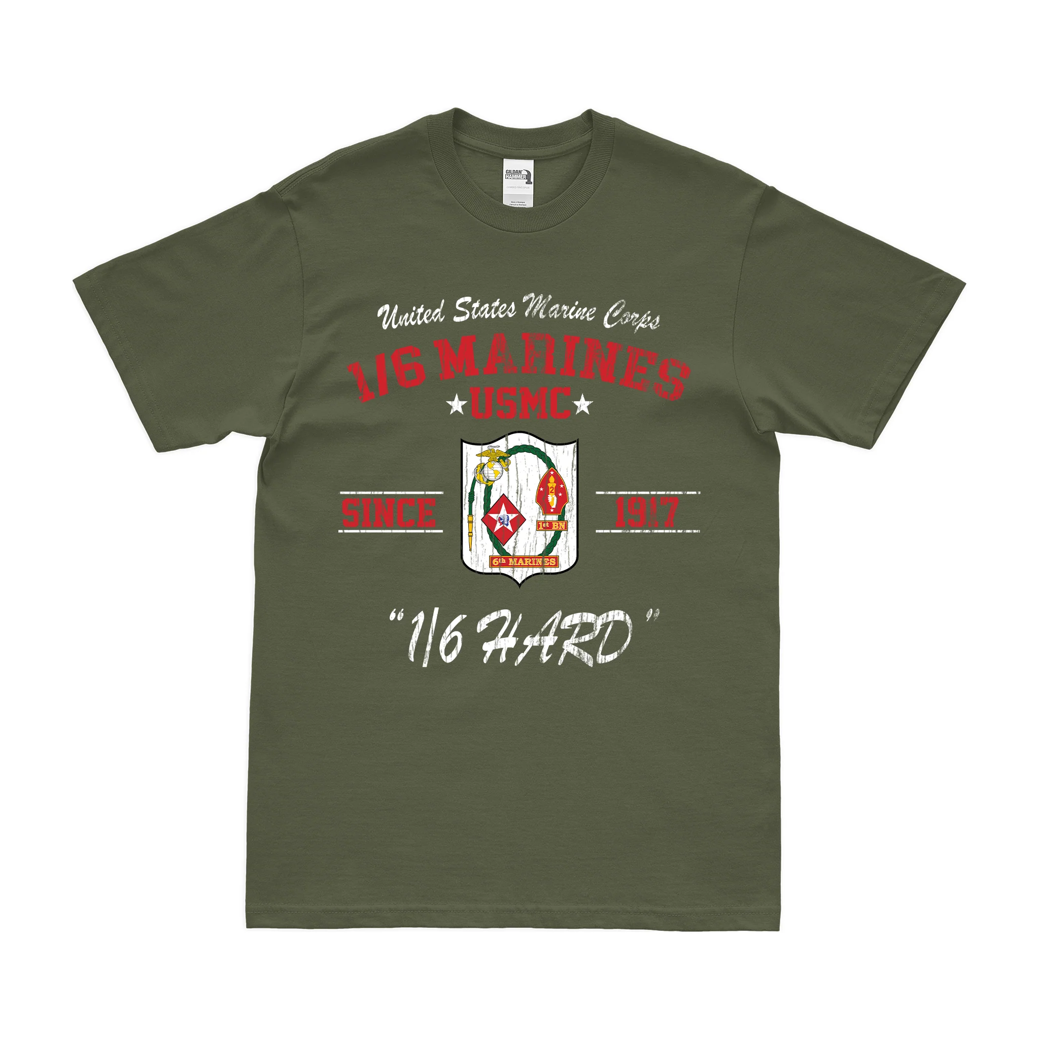 1st Battalion, 6th Marines (1/6) Since 1917 USMC Legacy T-Shirt - Image 4