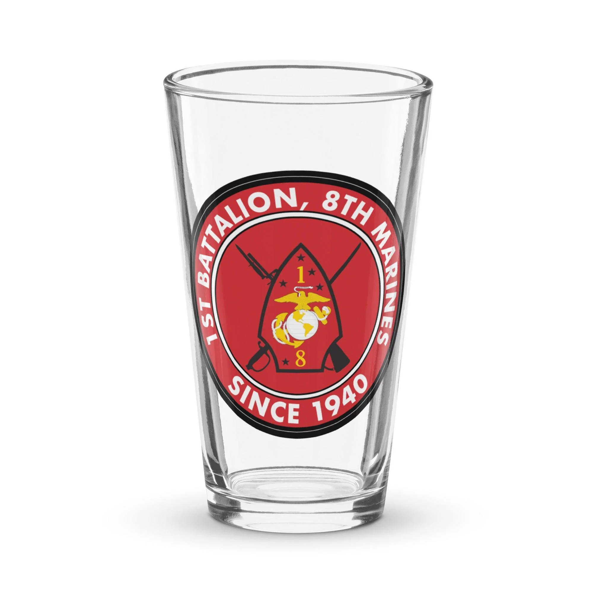 1st Battalion 8th Marines (1/8 Marines) Since 1940 Beer Pint Glass