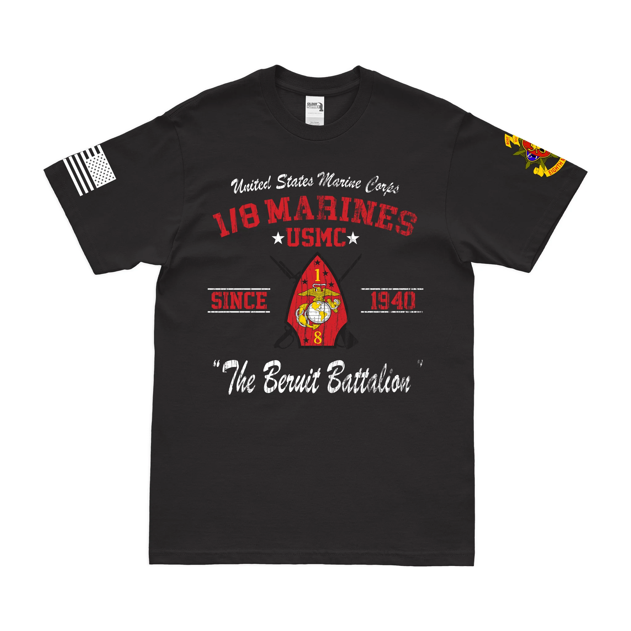 1st Battalion, 8th Marines (1/8) Since 1940 USMC Legacy T-Shirt - Image 7