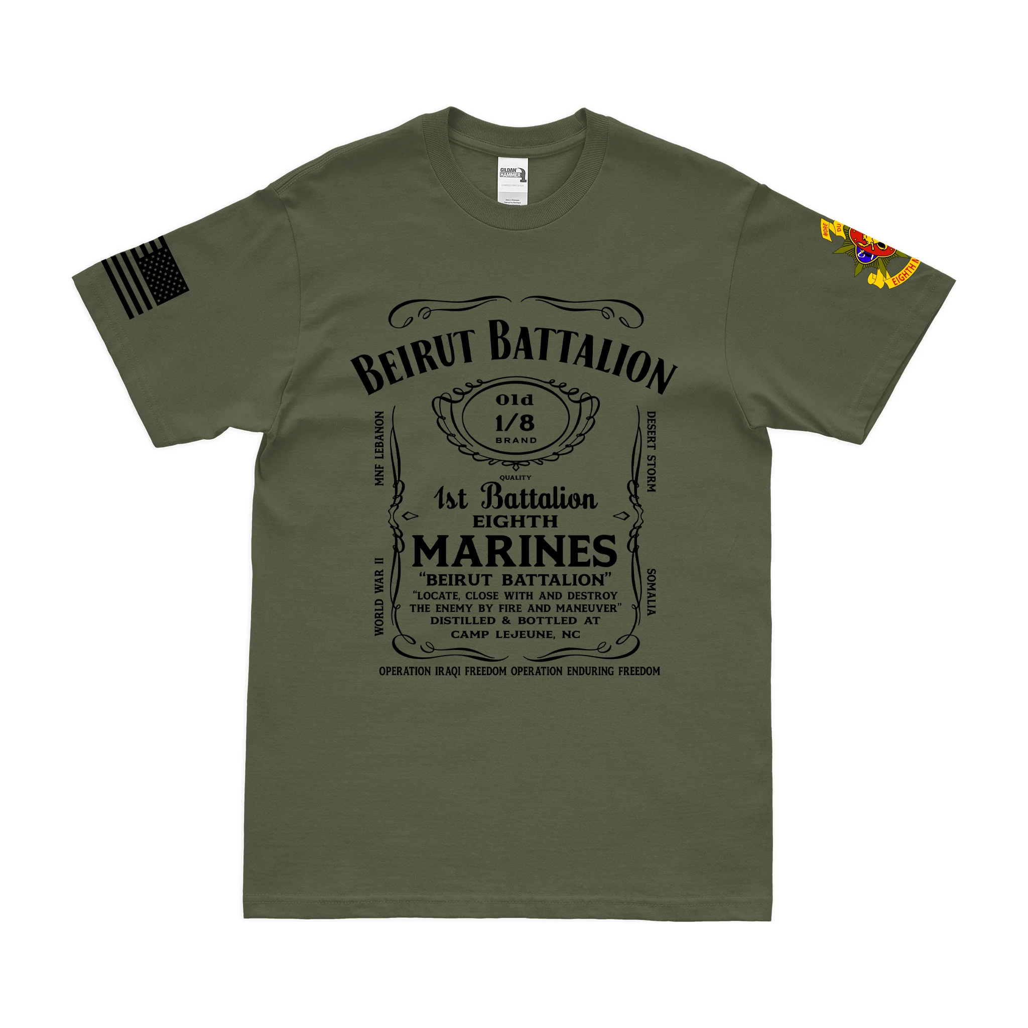 1st Battalion 8th Marines (1/8 Marines) Whiskey Label T-Shirt - Image 4