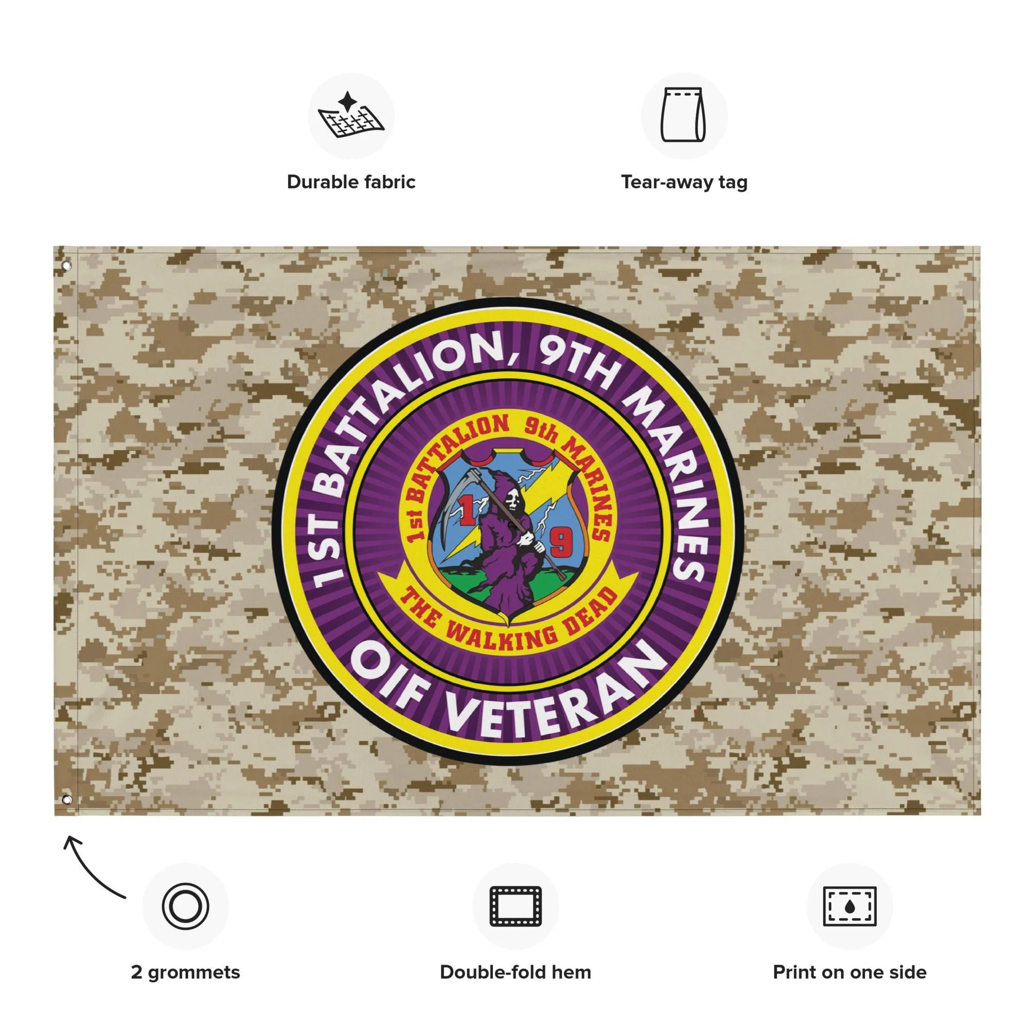 1/9 Marines OIF Veteran Emblem MARPAT Flag - Image 2