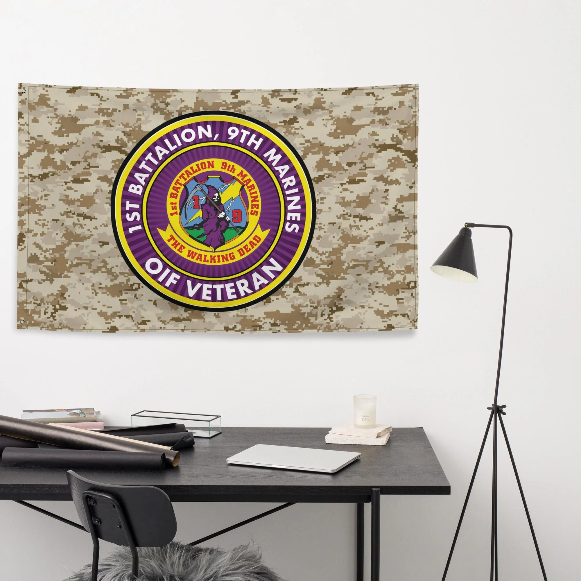 1/9 Marines OIF Veteran Emblem MARPAT Flag - Image 3