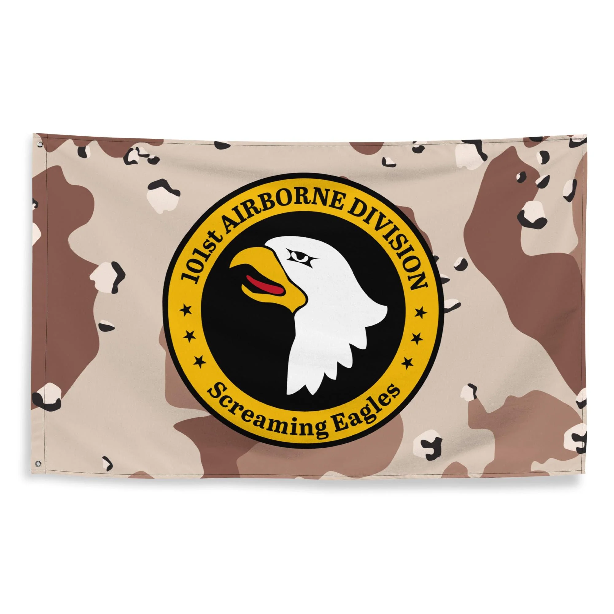 101st Airborne Chocolate-Chip Camo Emblem Flag - Image 3