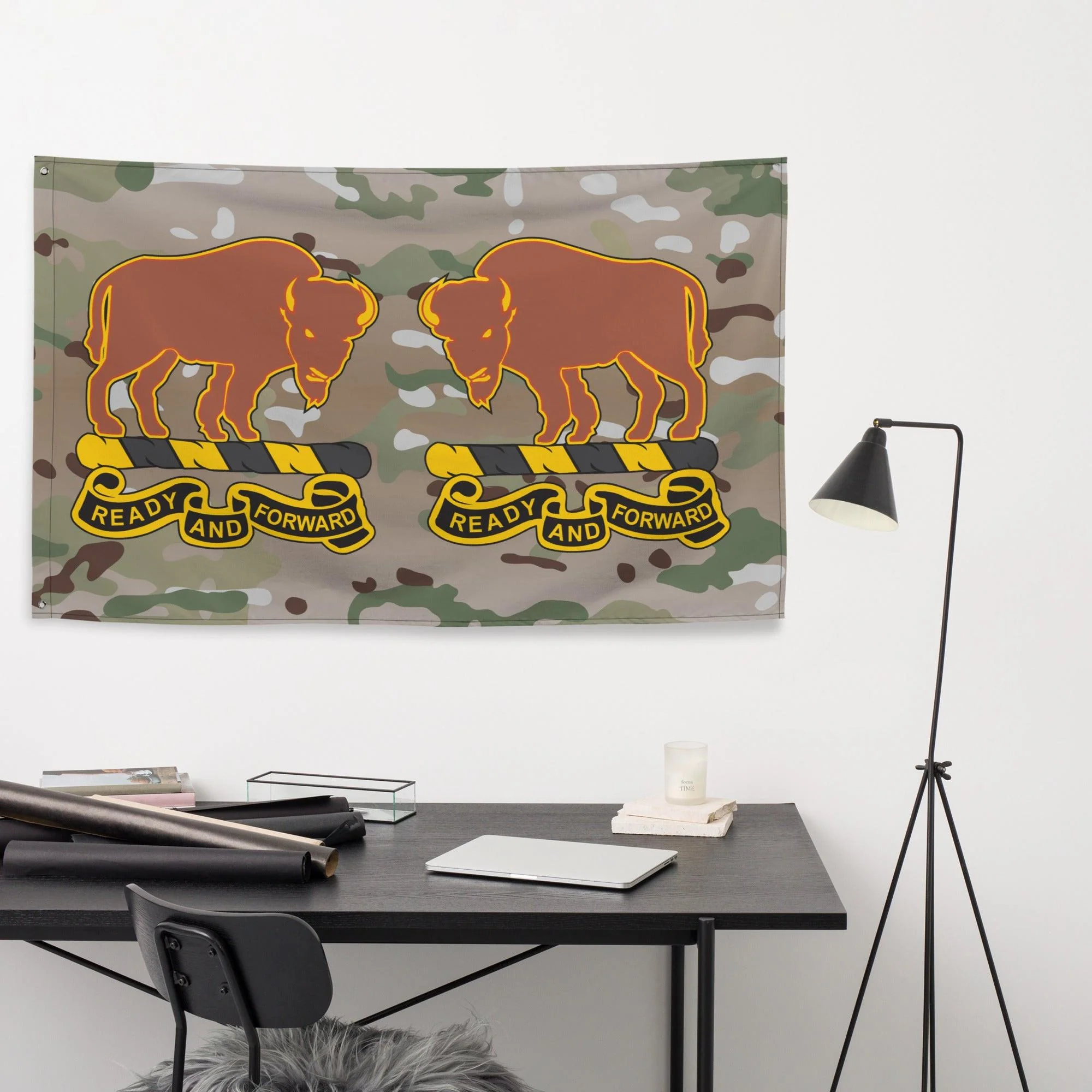U.S. Army 10th Cavalry Regiment Multicam Wall Flag - Image 3
