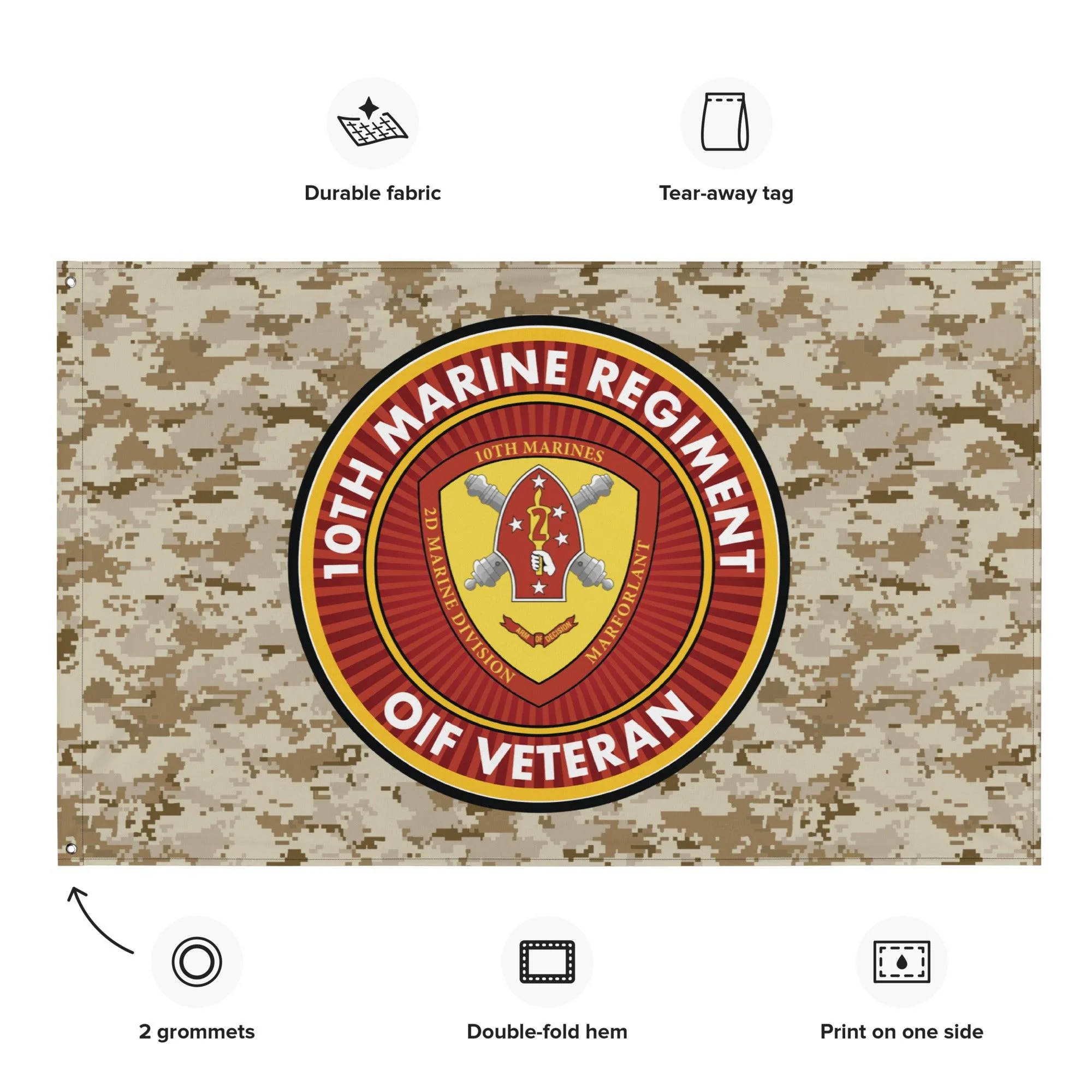 10th Marine Regiment OIF Veteran Emblem MARPAT Flag - Image 2