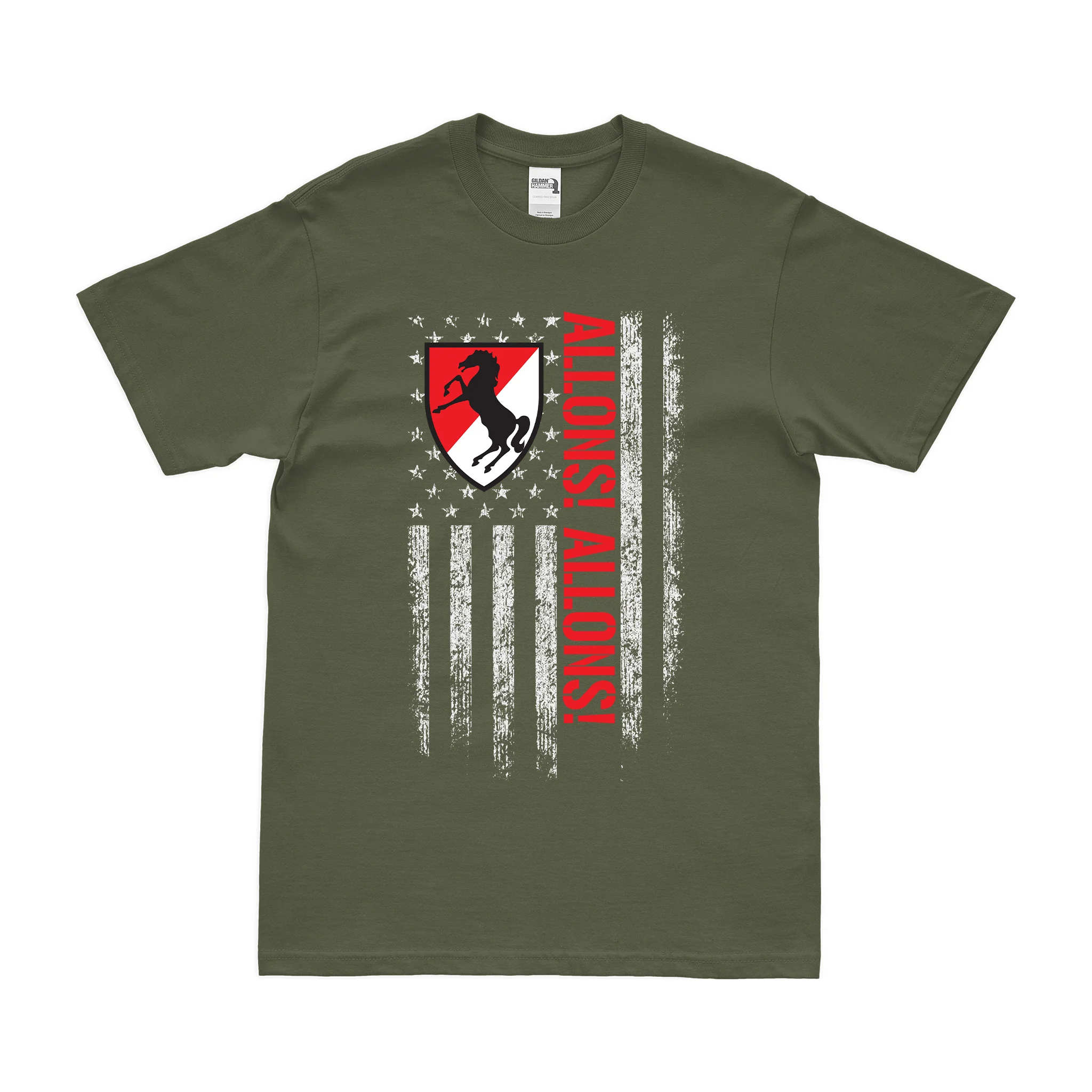 11th ACR Allons! Allons! Motto American Flag T-Shirt - Image 2