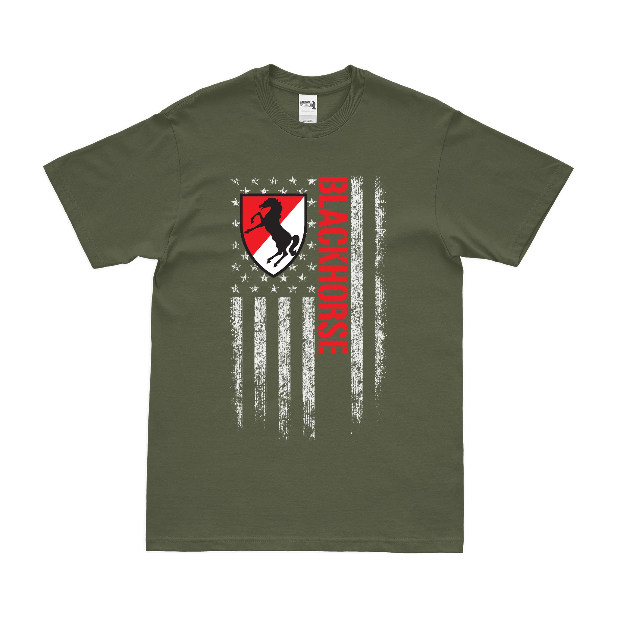 11th ACR 'Blackhorse' Nickname American Flag T-Shirt - Image 2