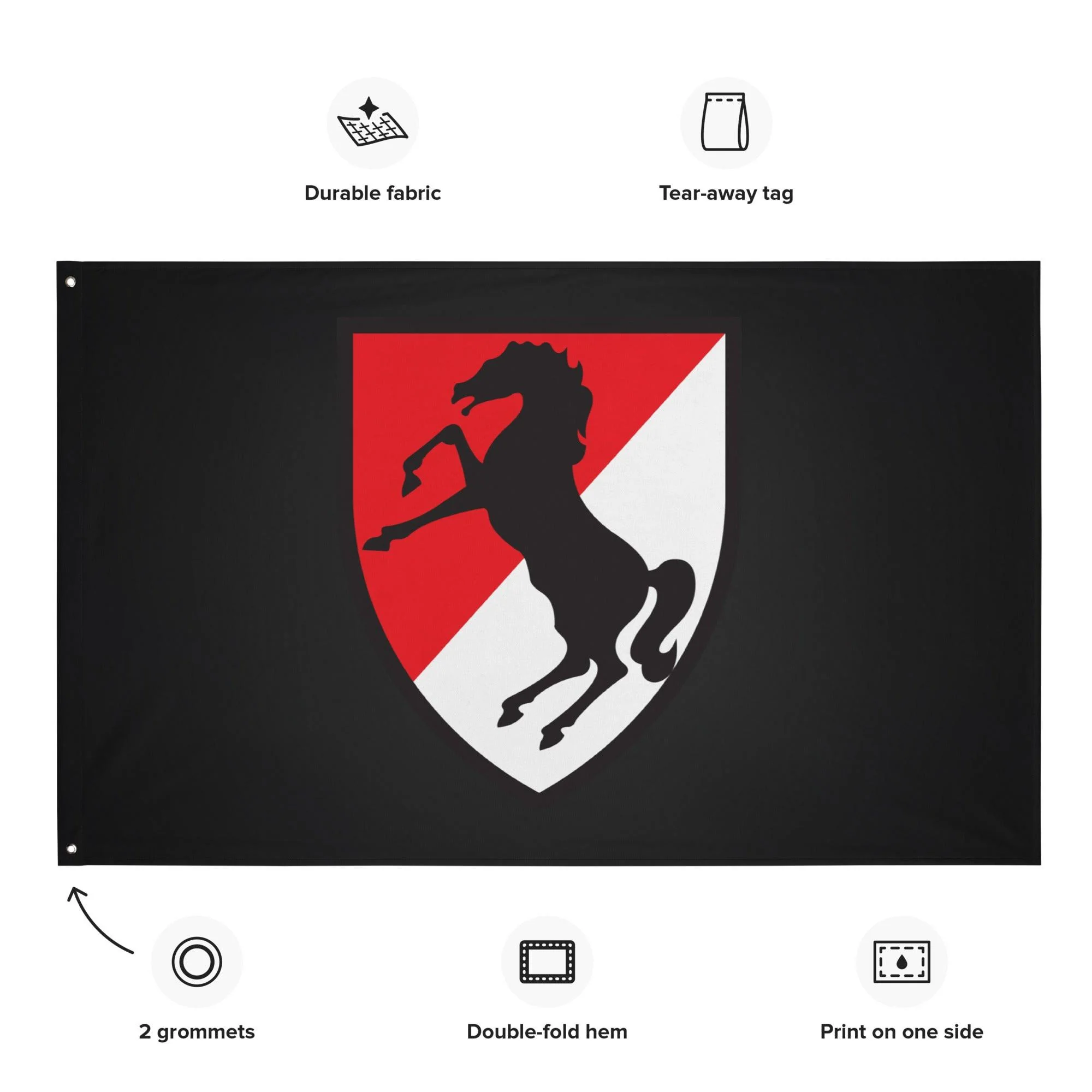 U.S. Army 11th ACR SSI Emblem Black Cavalry Flag - Image 2