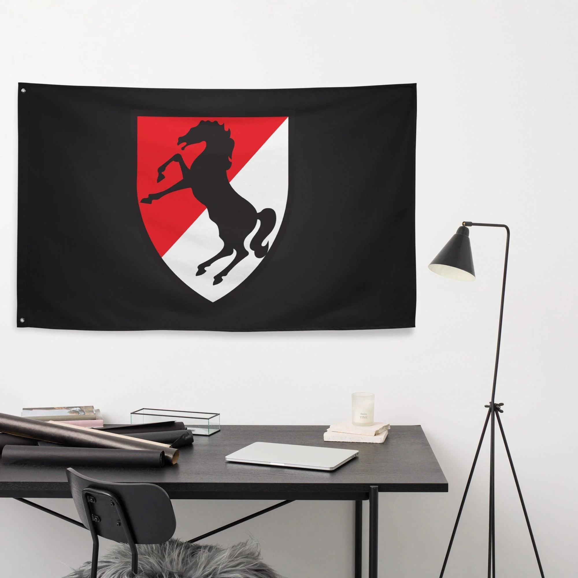 U.S. Army 11th ACR SSI Emblem Black Cavalry Flag - Image 3