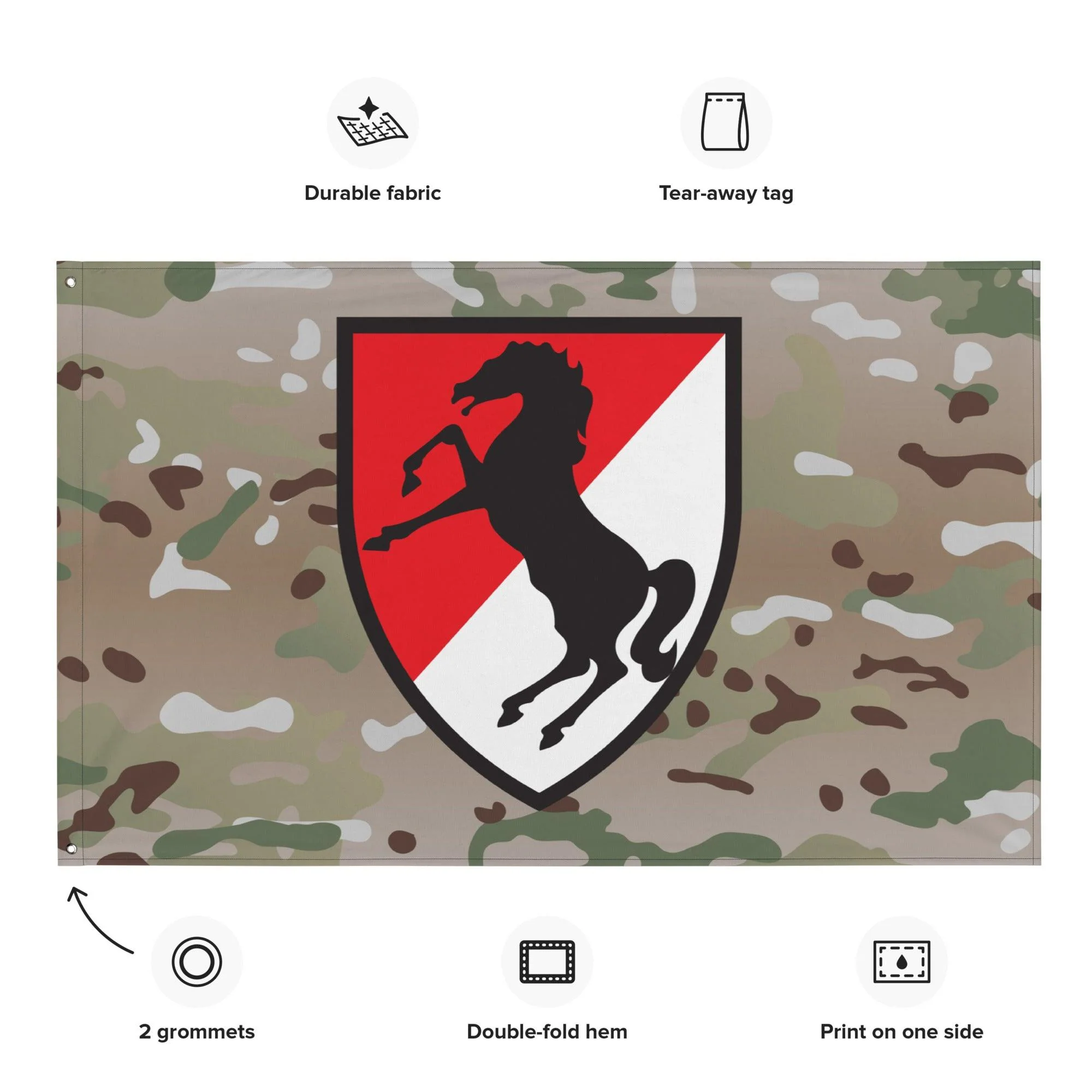 U.S. Army 11th ACR SSI Emblem Multicam Flag - Image 2