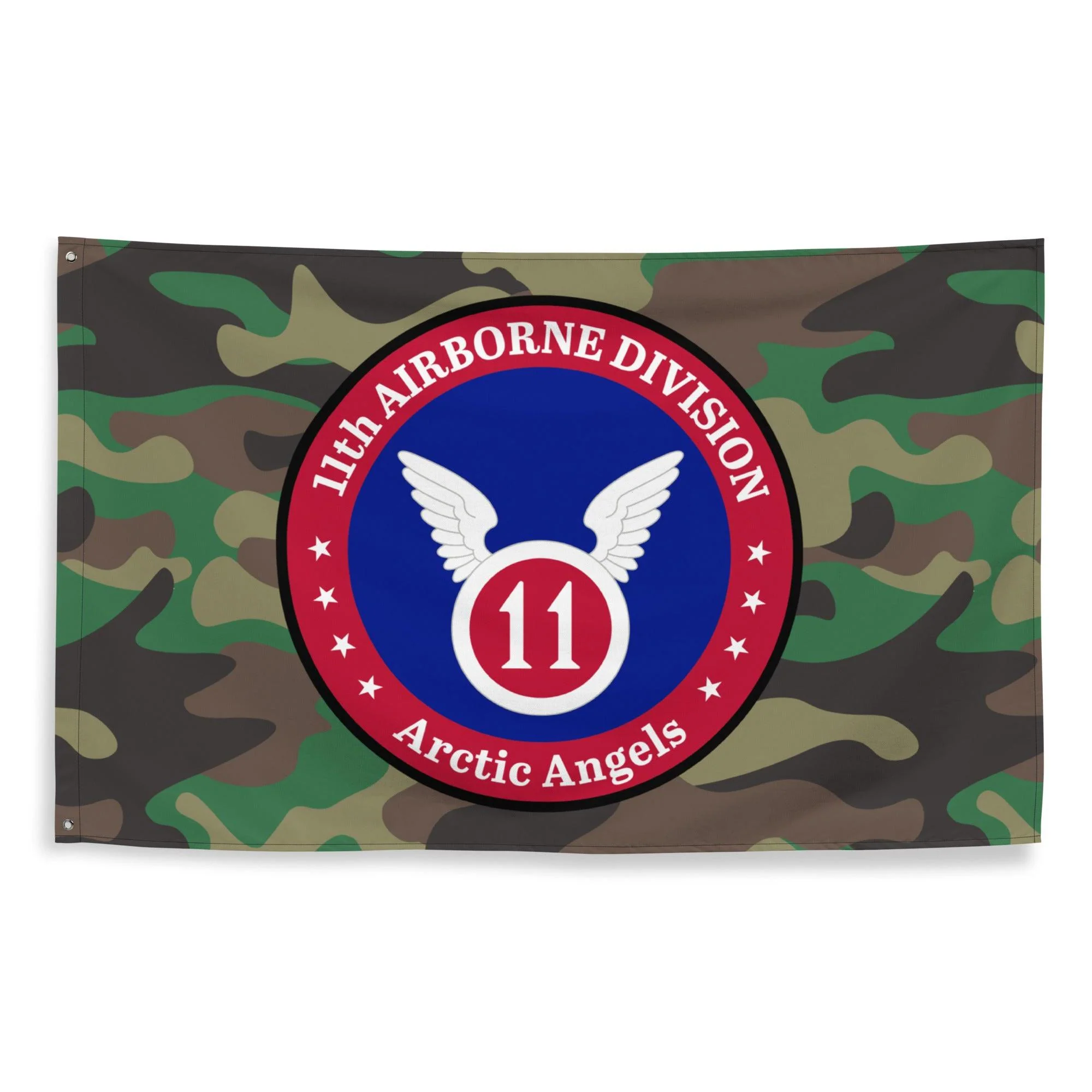 11th Airborne Division Emblem M81 Woodland Camo Flag - Image 3