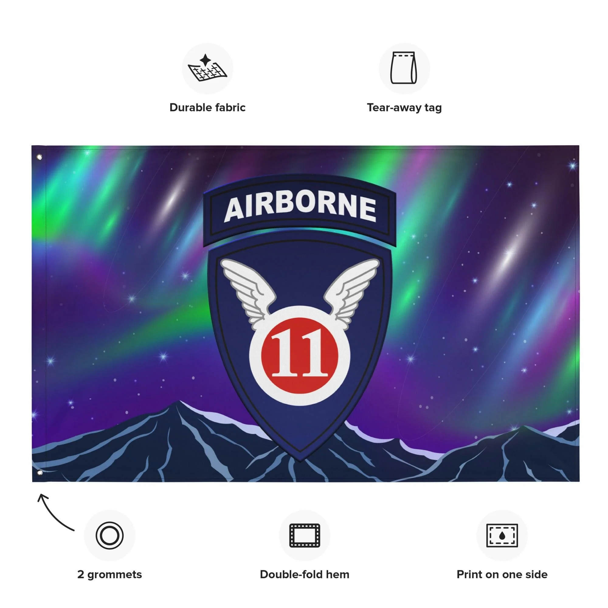 11th Airborne Division Northern Lights Arctic Angels Flag - Image 2