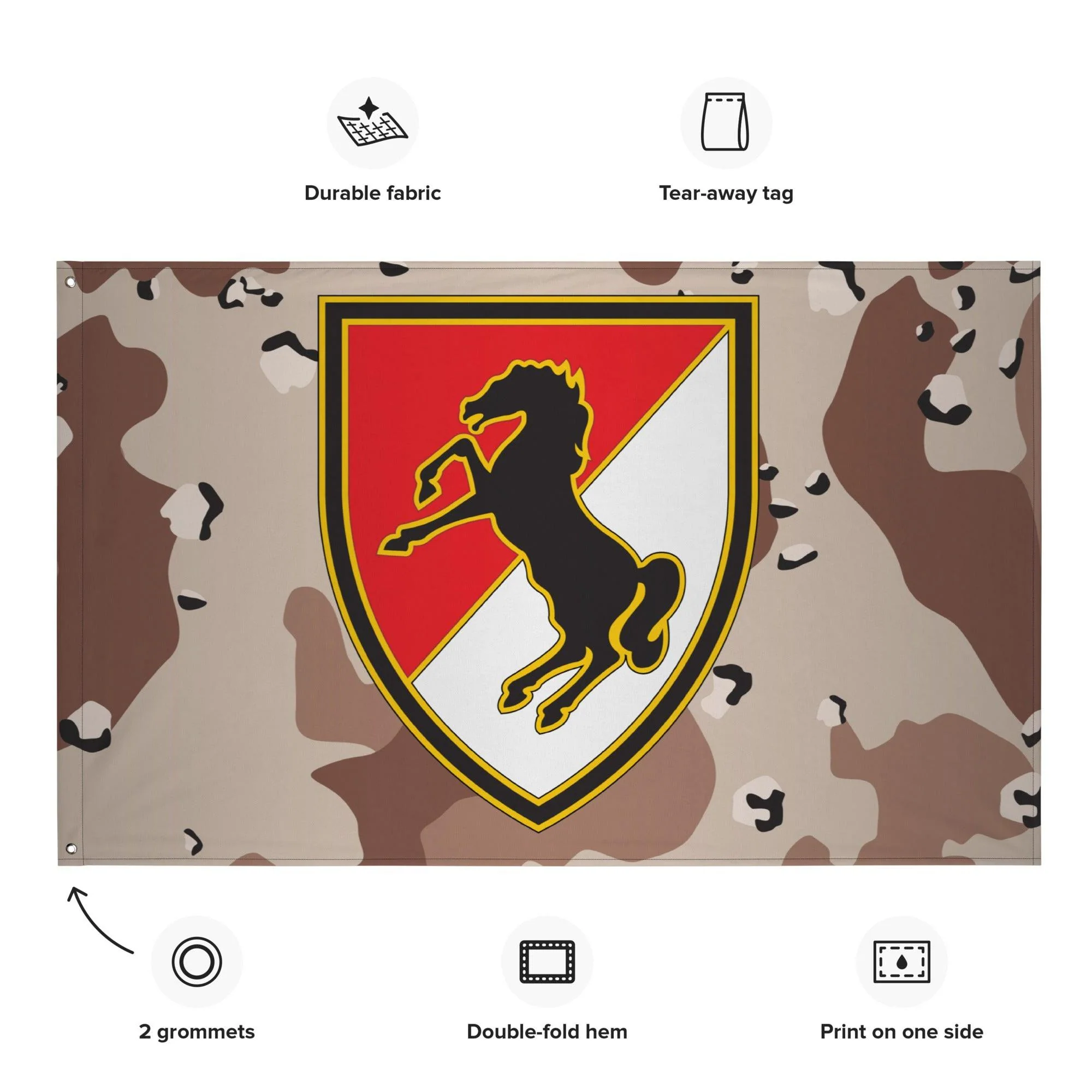 11th Armored Cavalry Regiment (11th ACR) Chocolate-Chip Camo Flag - Image 2