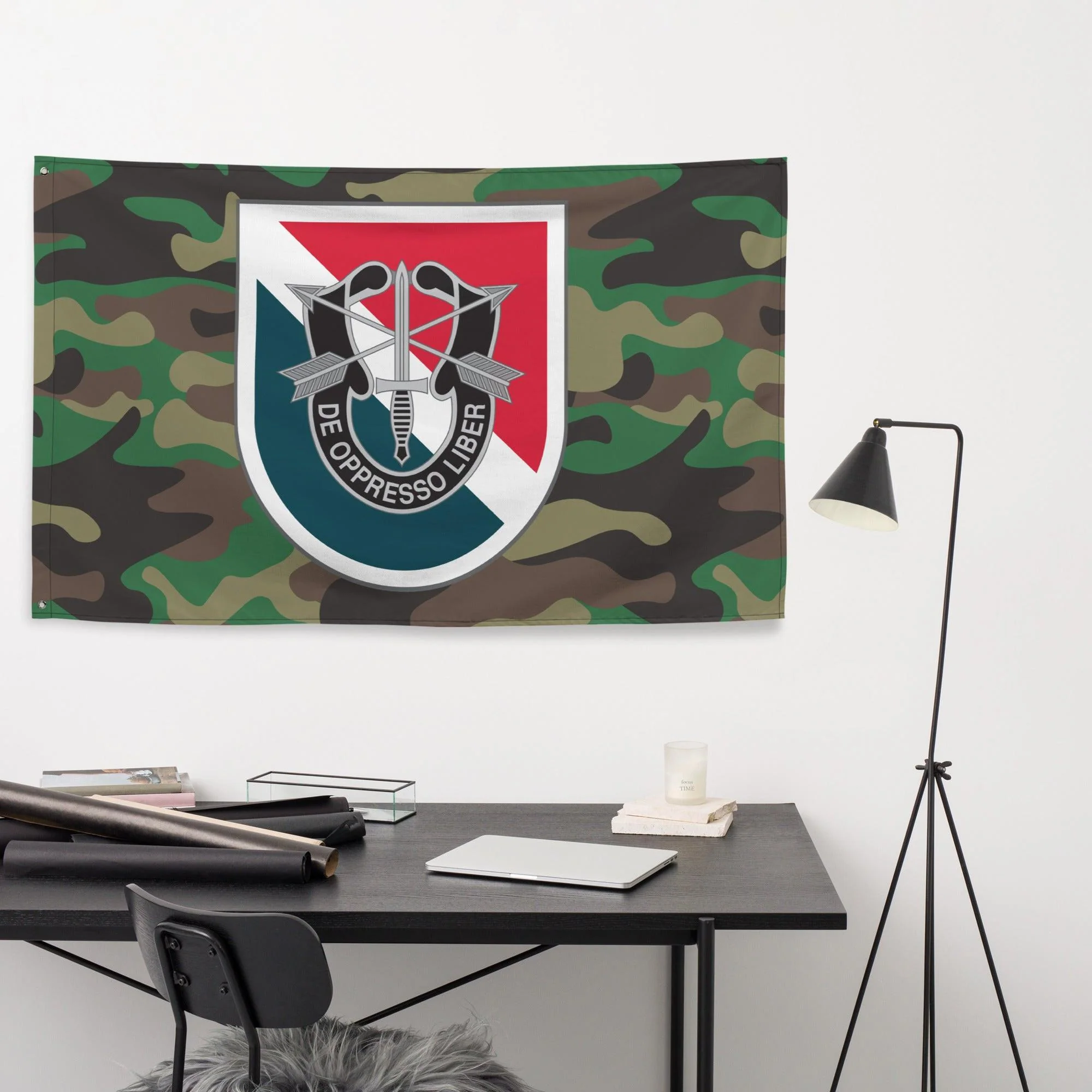 11th Special Forces Group (11th SFG) Woodland Camo Flag - Image 2
