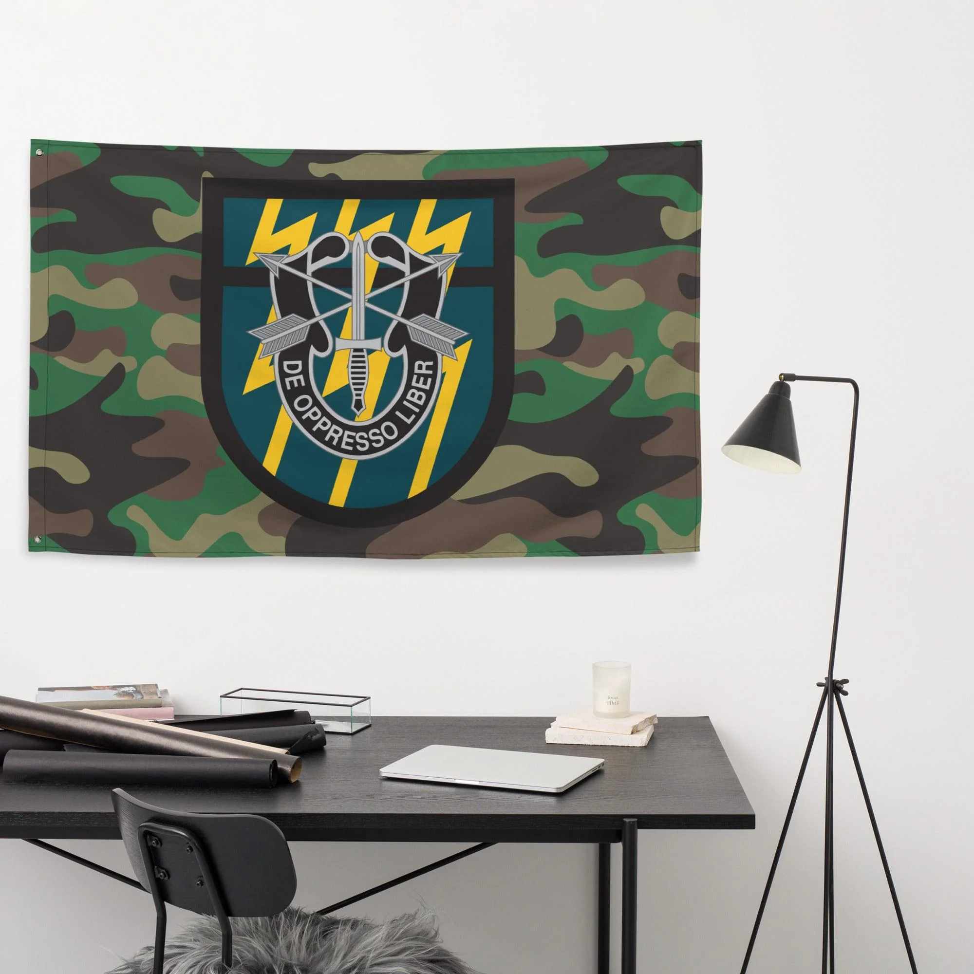 12th Special Forces Group (12th SFG) Woodland Camo Flag - Image 2