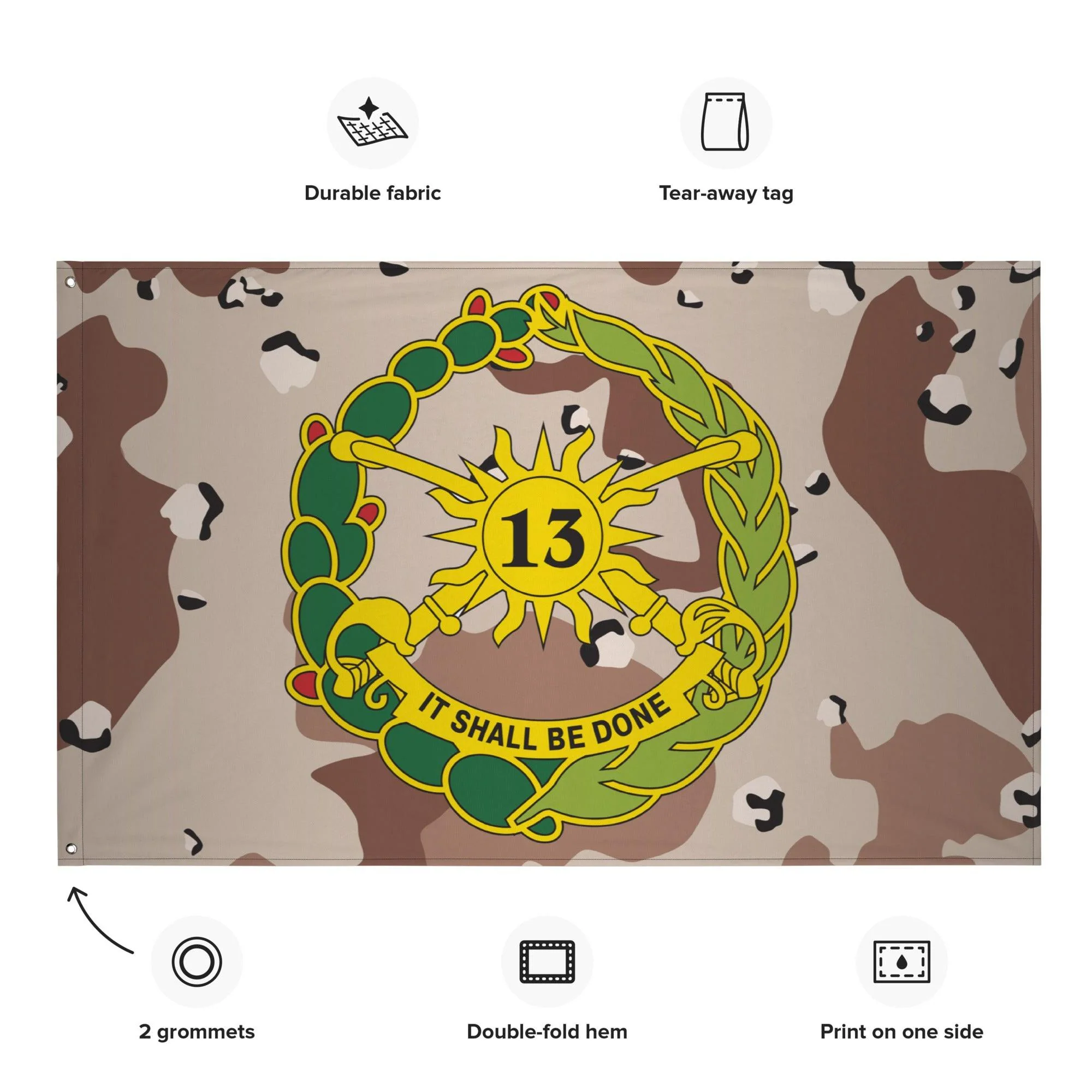 13th Cavalry Regiment Chocolate-Chip Camo Flag - Image 2
