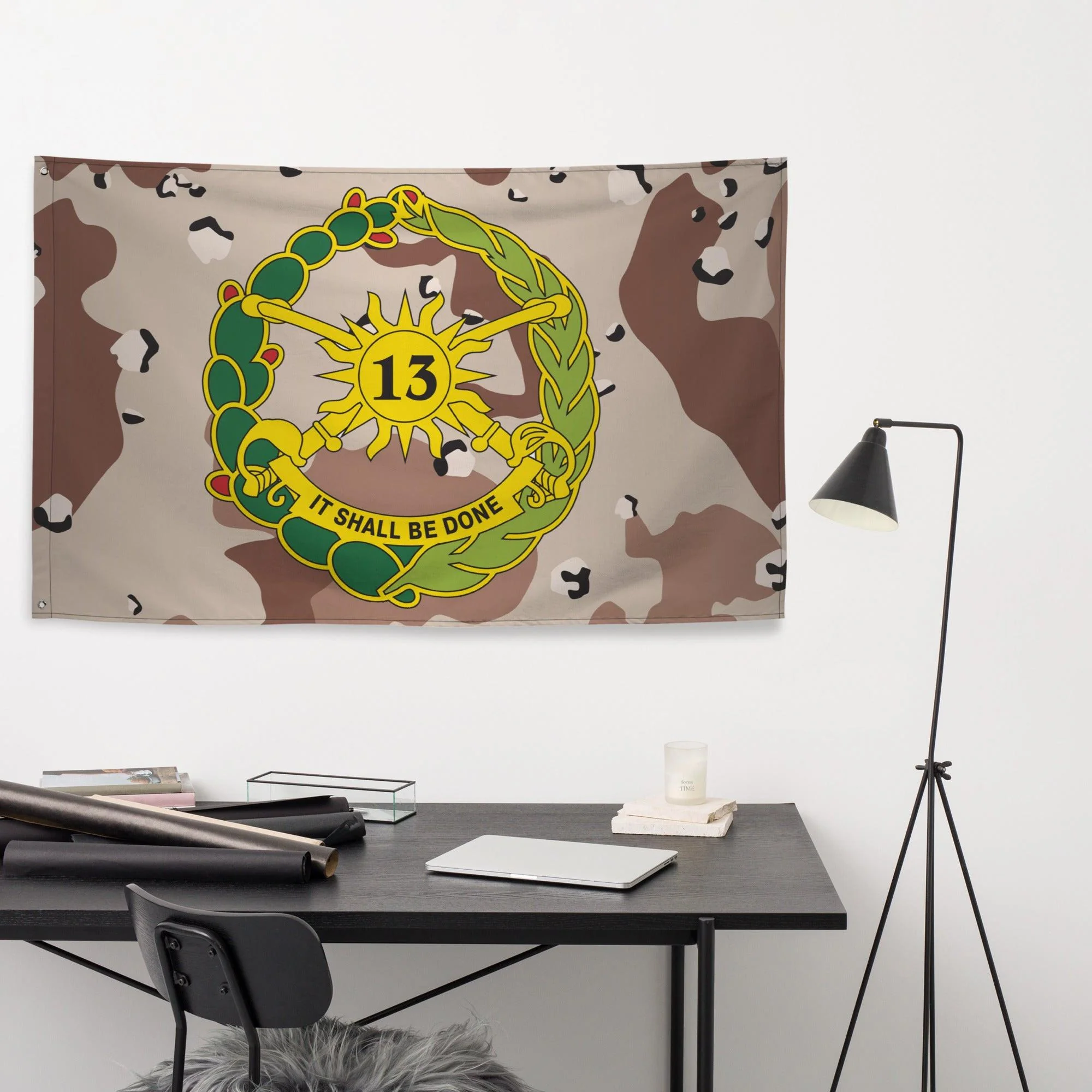 13th Cavalry Regiment Chocolate-Chip Camo Flag - Image 3