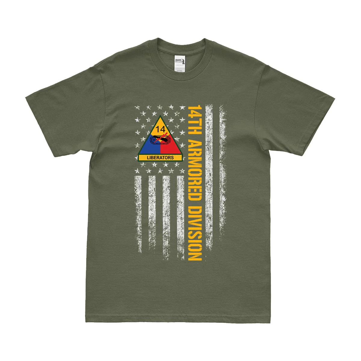 14th Armored Division "Liberators" American Flag T-Shirt - Image 2
