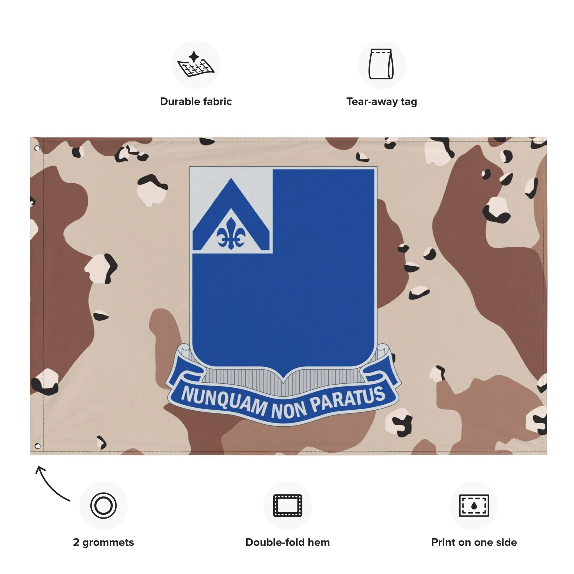 U.S. Army 185th Infantry Regiment Chocolate-Chip Camo Flag - Image 2