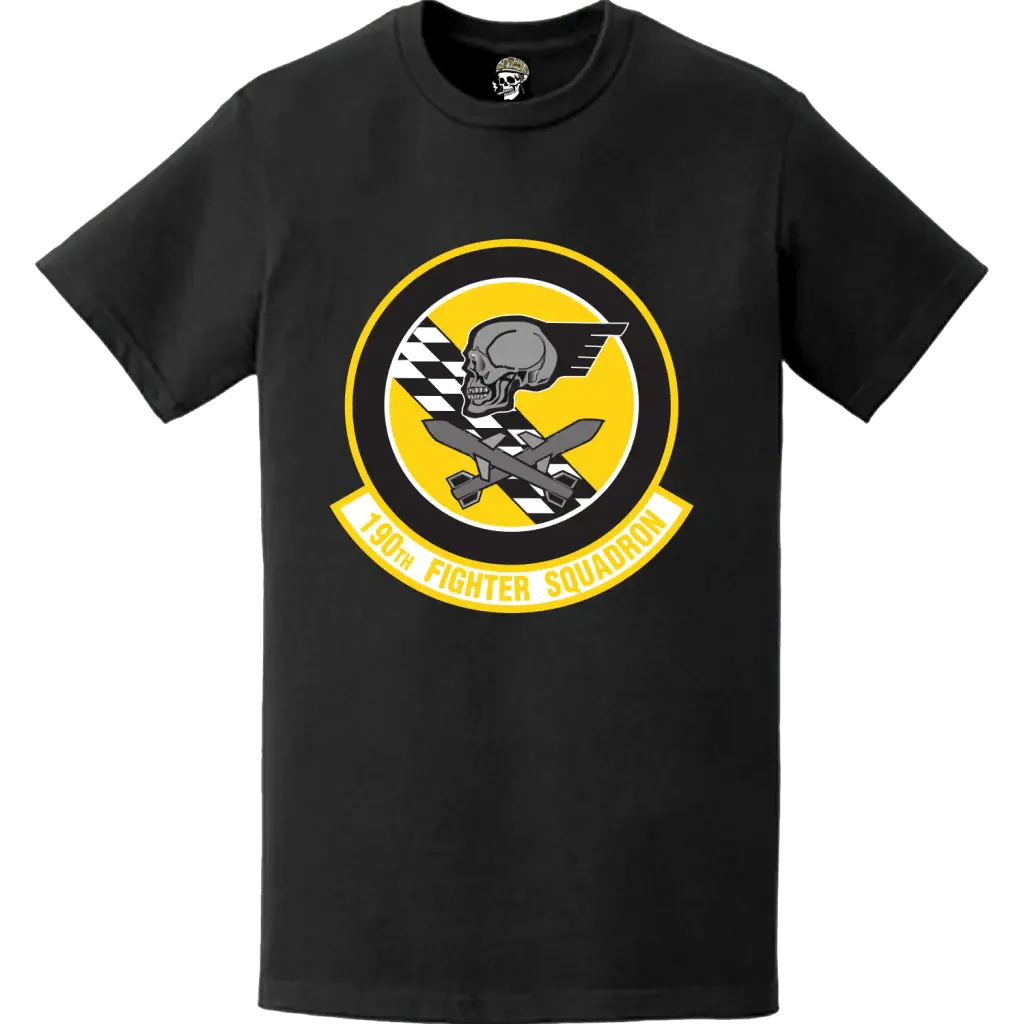 190th Fighter Squadron (190 FS) 'Skullbangers' Logo Emblem Crest T-Shirt