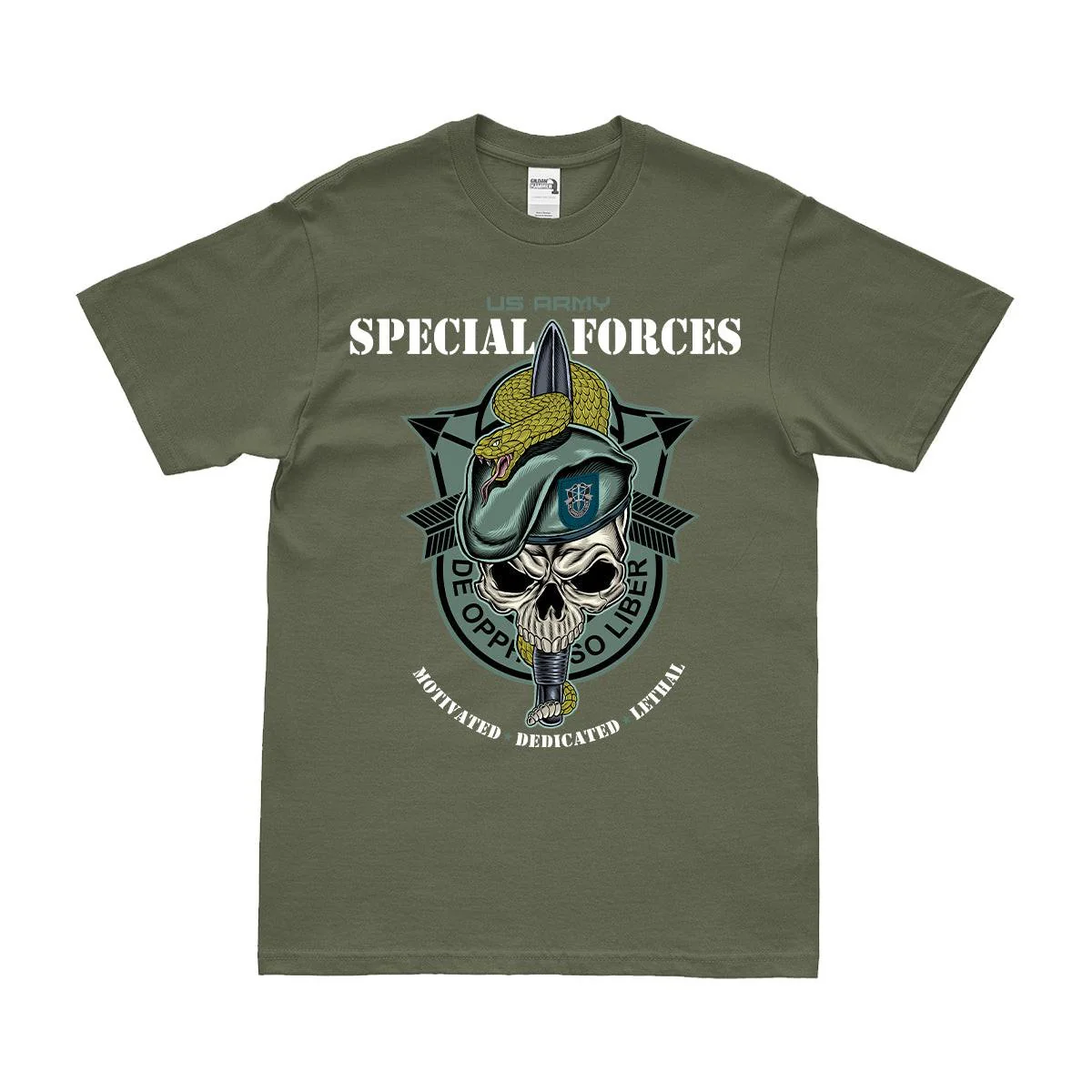 19th Special Forces Group (19th SFG) 'Snake Eaters' Skull T-Shirt - Image 2