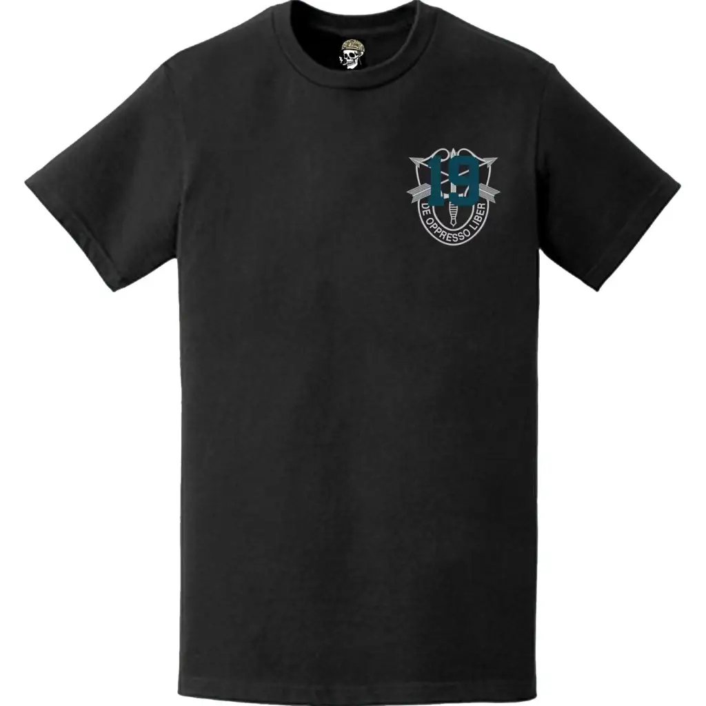 19th Special Forces Group De Oppresso Logo Left Chest T-Shirt