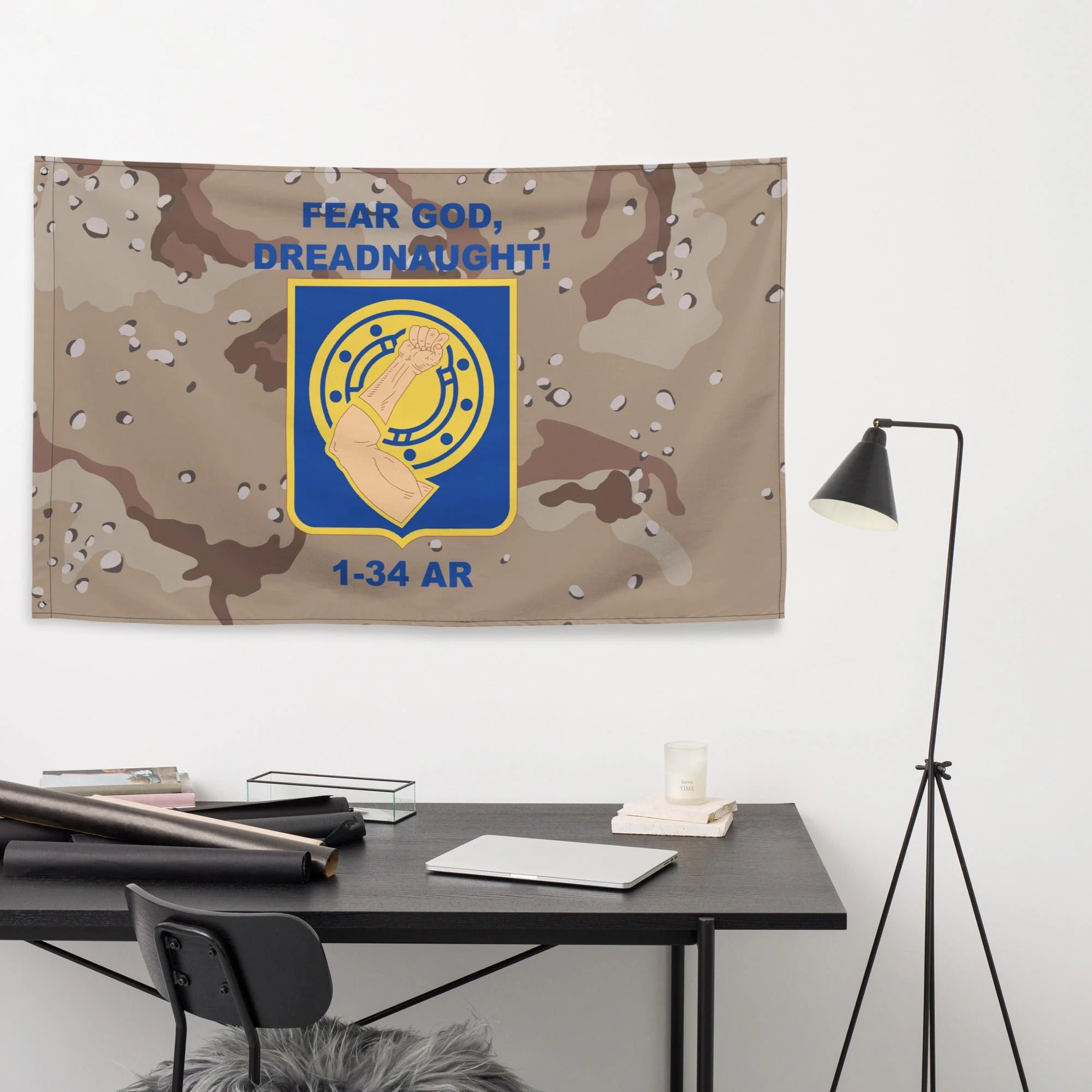 1st Battalion, 34th Armor Regiment (1-34 AR) Chocolate Chip Camo Flag - Image 2