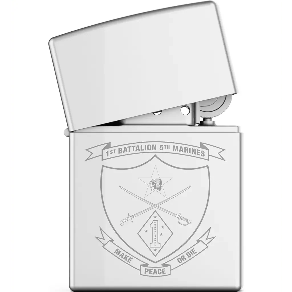 1st Battalion, 5th Marines (1/5) Engraved Zippo Lighter