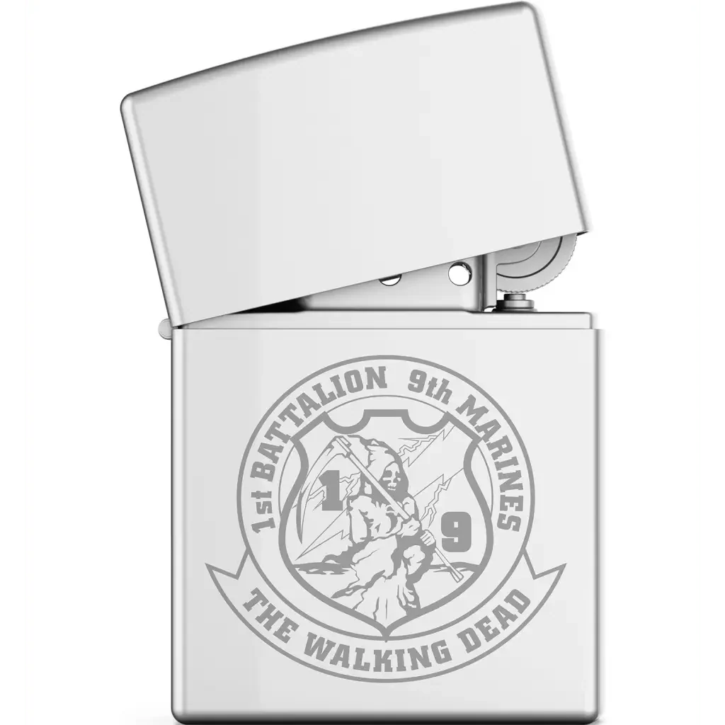 1st Battalion, 9th Marines (1/9) Engraved Zippo Lighter