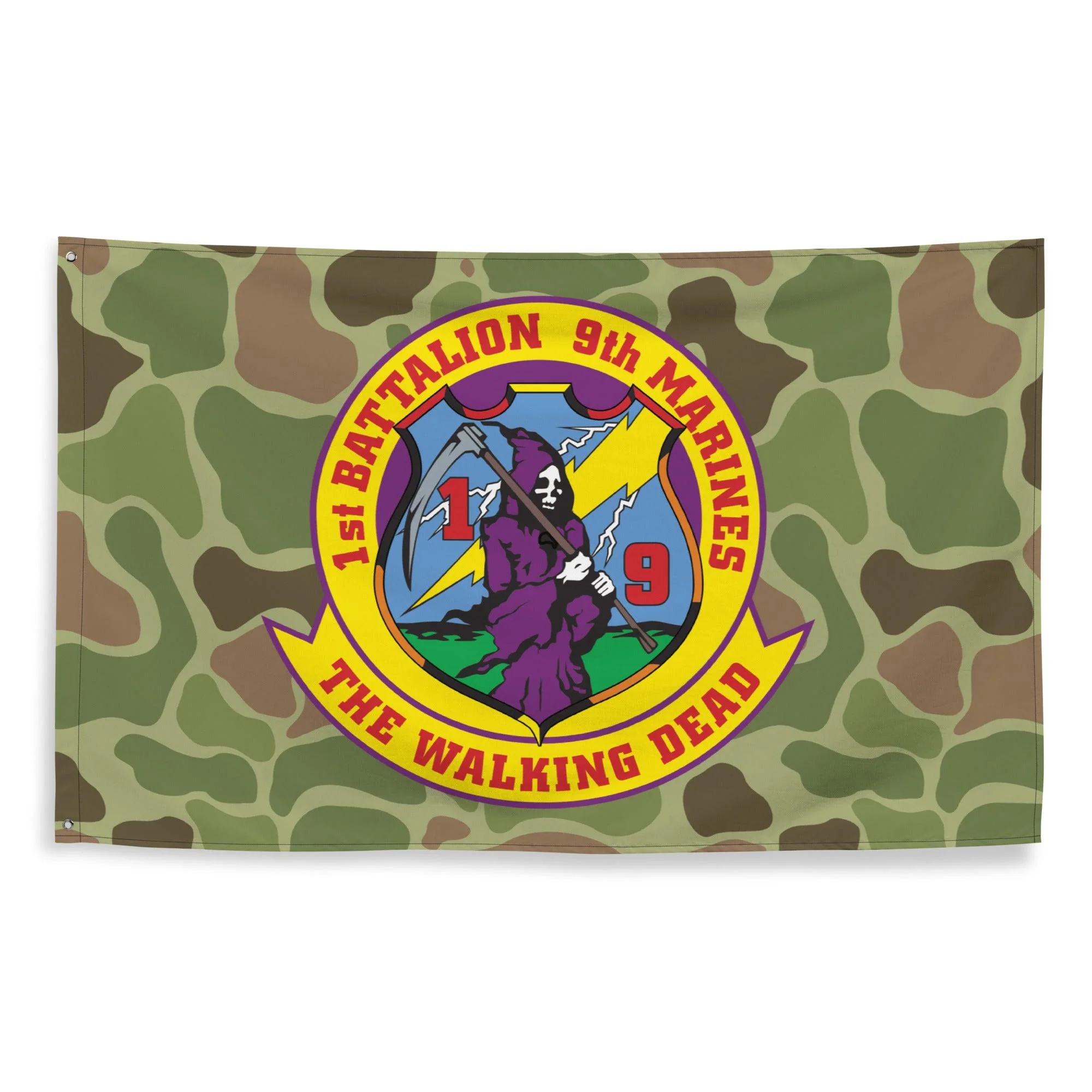 1st Battalion 9th Marines (1/9 Marines) Frogskin Camo Flag - Image 2