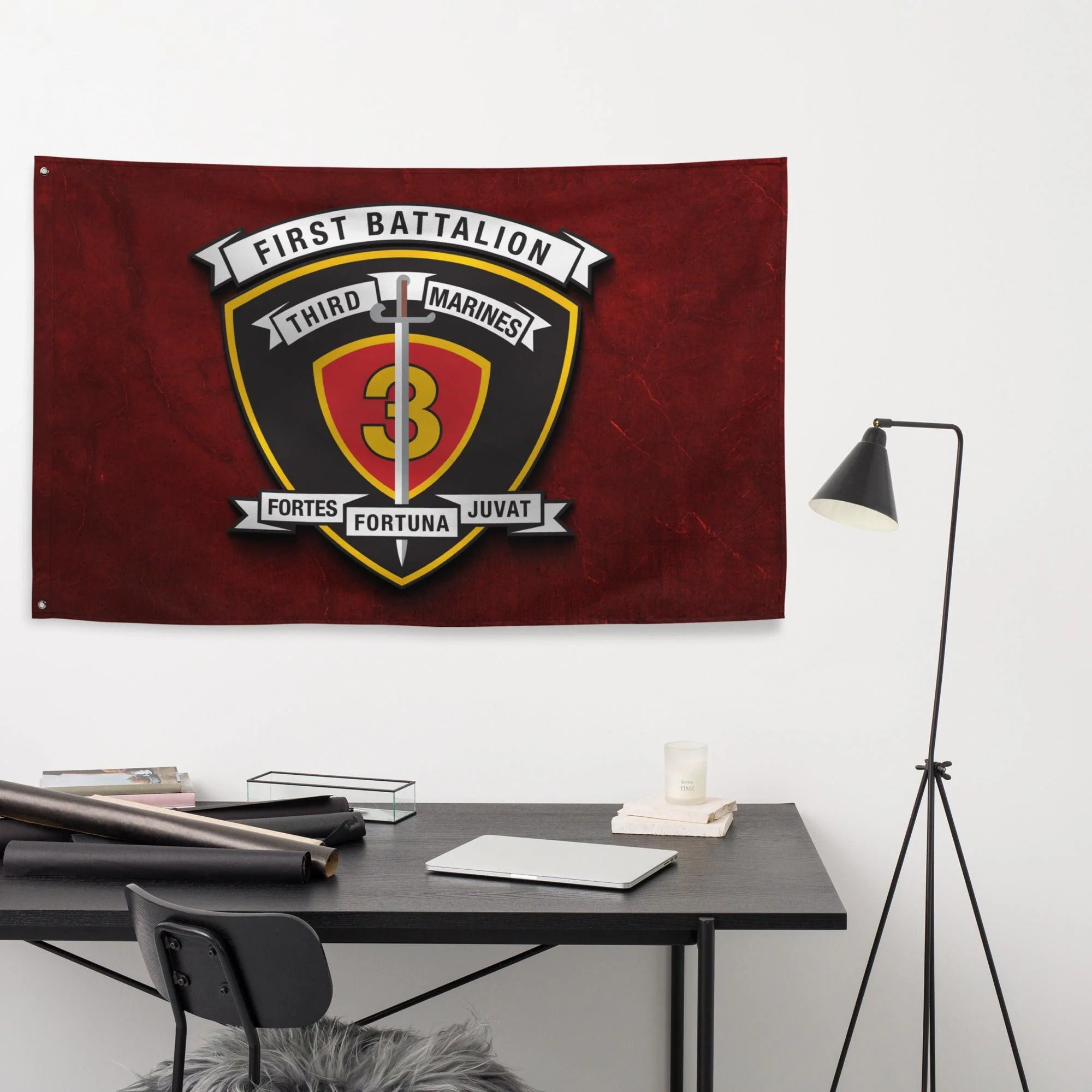 1st Bn 3rd Marines (1/3 Marines) Red Wall Flag - Image 2