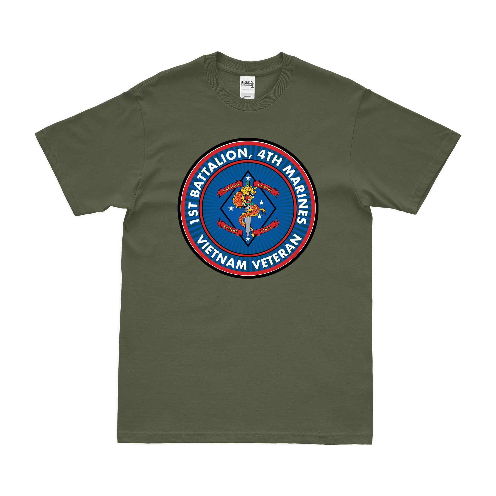 1st Bn 4th Marines (1/4 Marines) Vietnam Veteran T-Shirt - Image 2